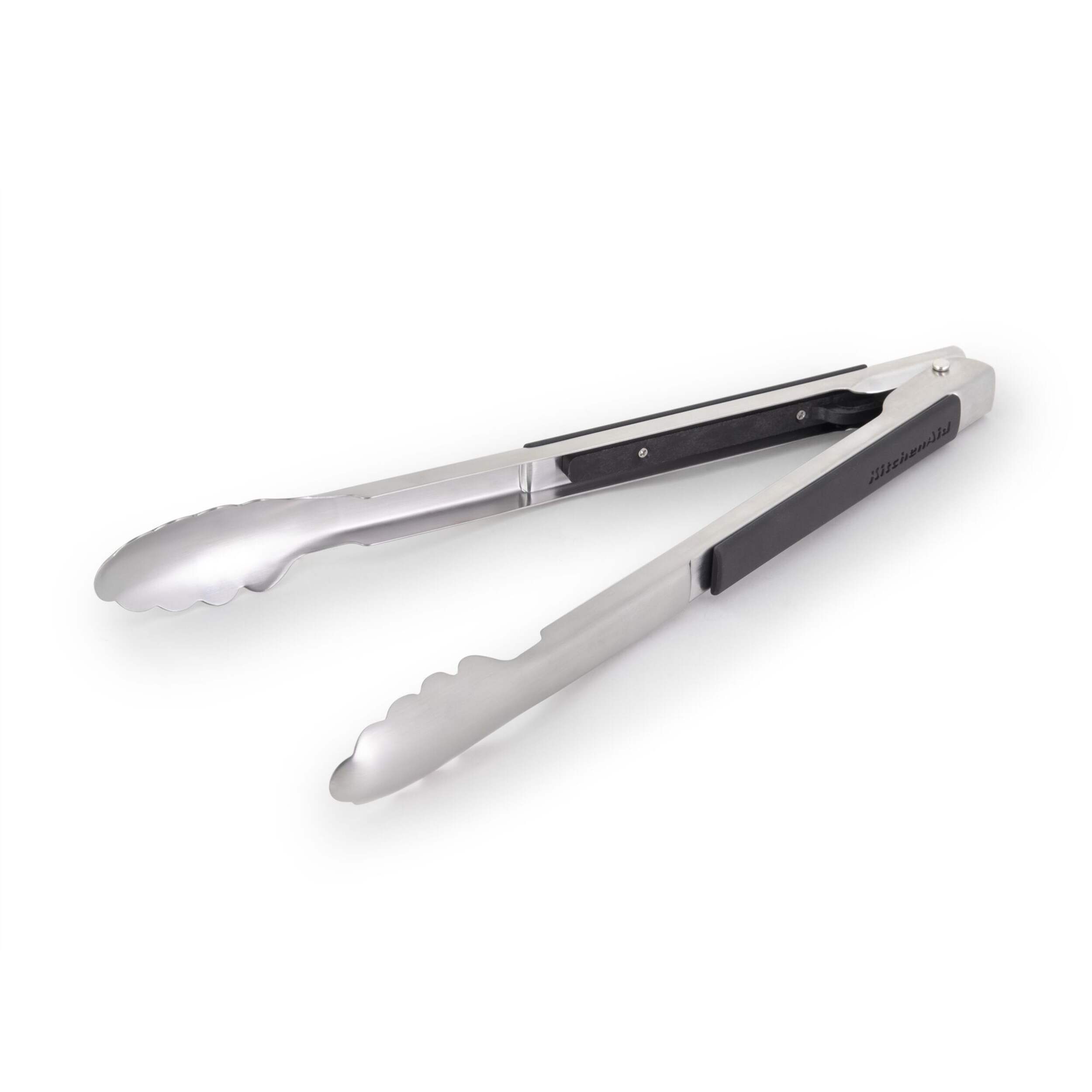 KitchenAid Stainless Steel Slide Locking Tongs, 12-in Front_Angled_Right