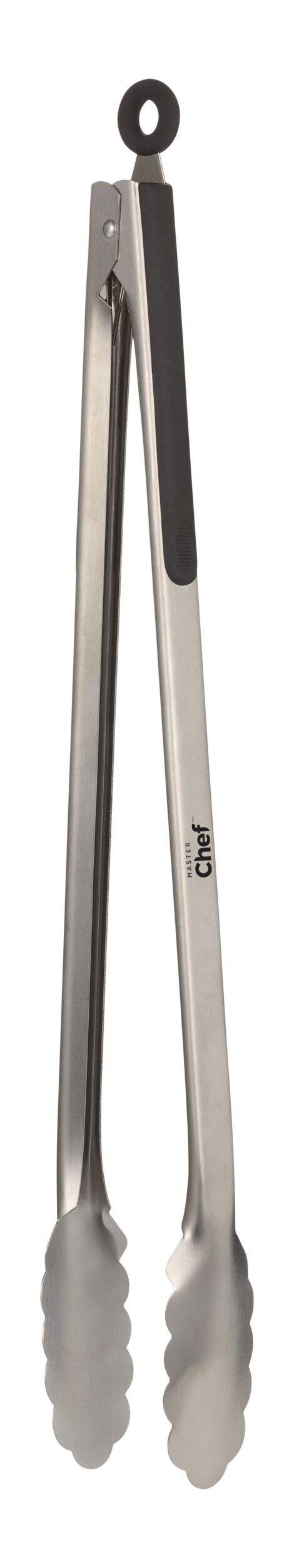 Master Chef Steel Locking Tongs with Soft Grips, 16-in Front_Angled_Left