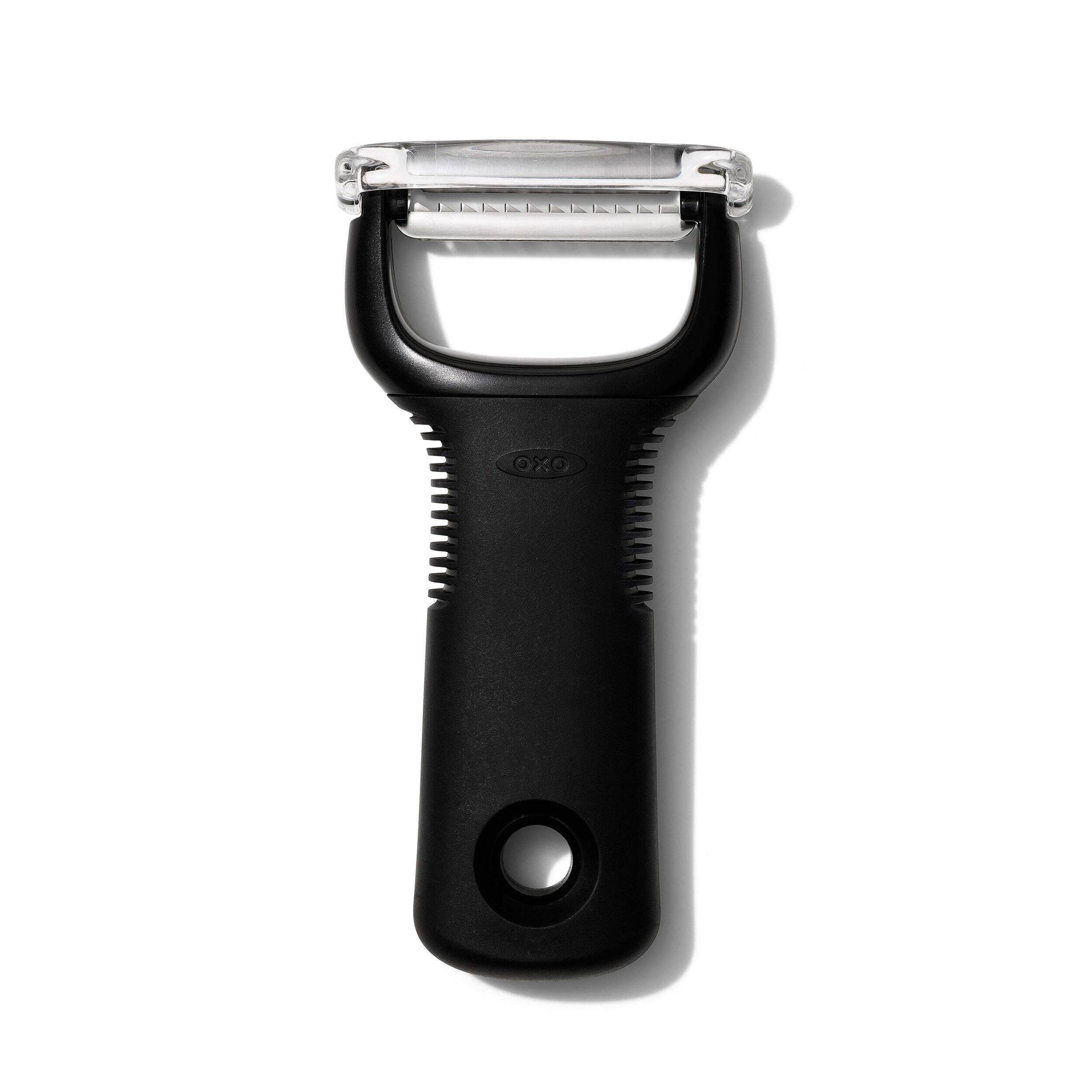 OXO Good Grips Stainless Steel Julienne Peeler, Black Overhead_Flat