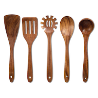 Vida by PADERNO Acacia Wood Utensil Set, 5-pc Front_Flat