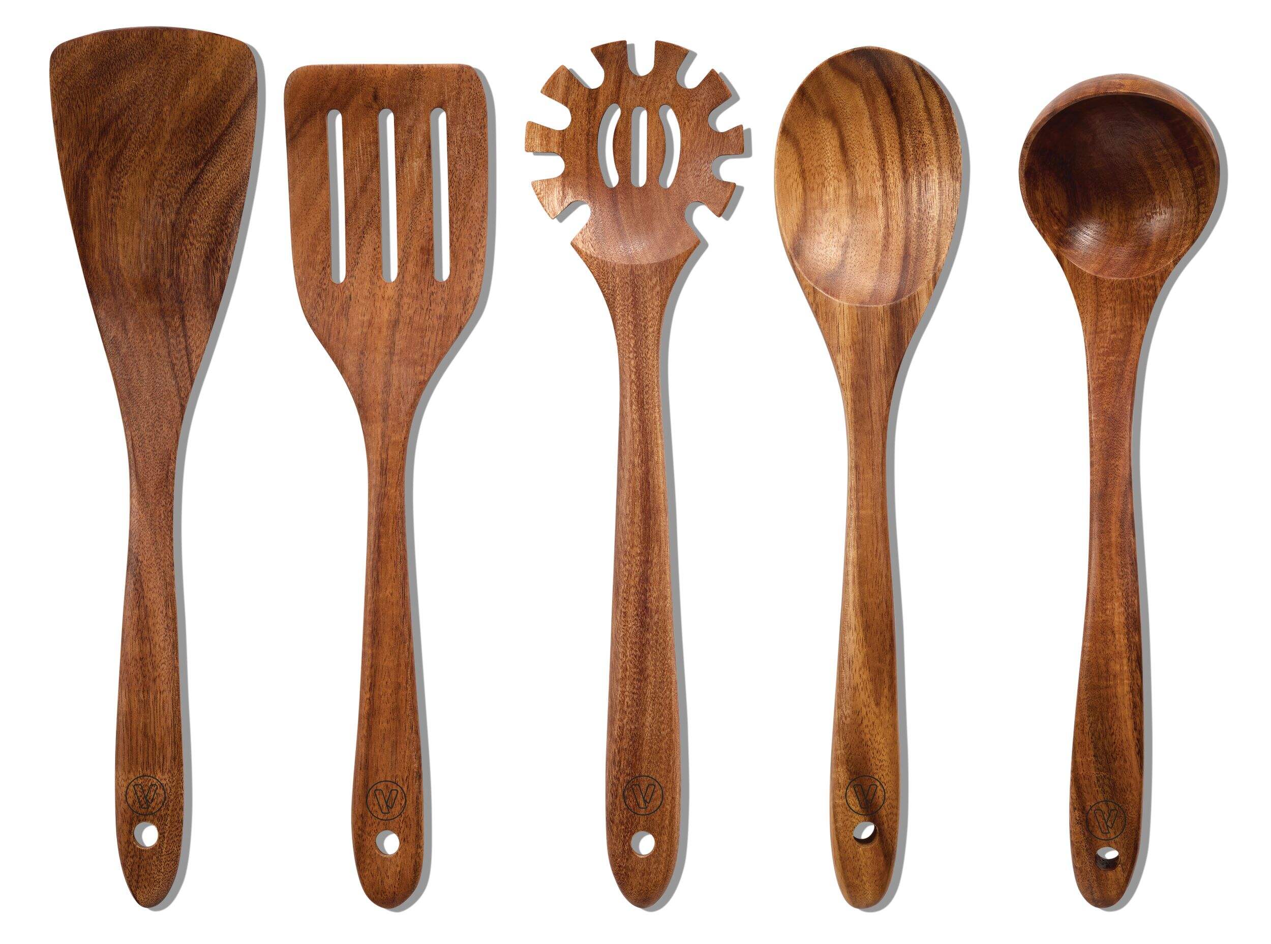 Ustensiles en bois d'acacia Vida par PADERNO, paq. 5 Front_Flat