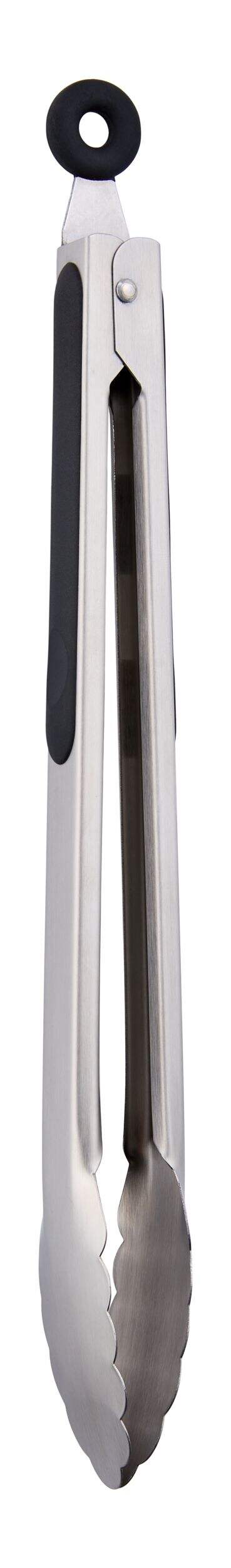 Simplicite Stainless Steel Tongs with Locking Mechanism, 12-in Front_Angled_Right