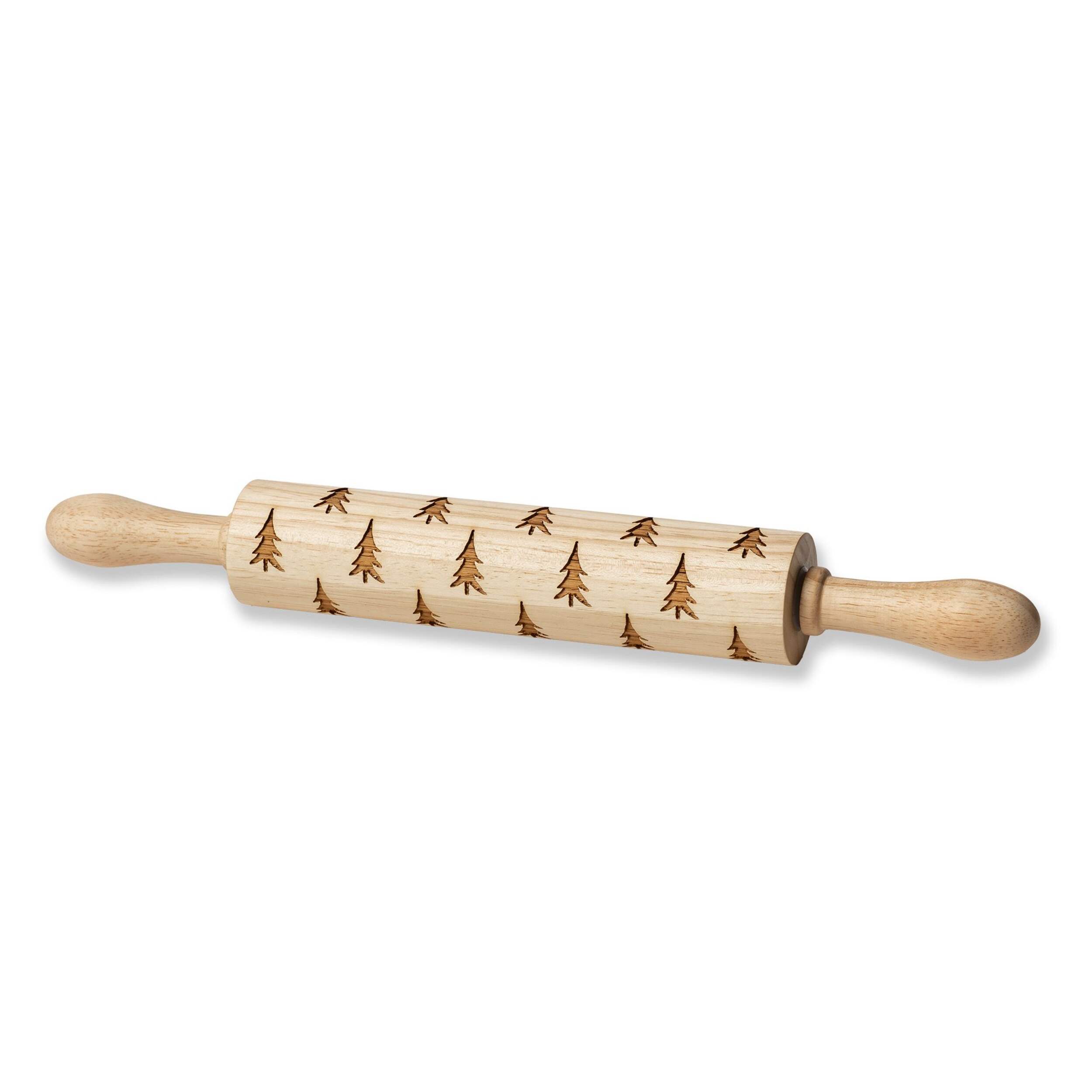 Core Home Wood Etched Rolling Pin, Brown Front_Angled_Left