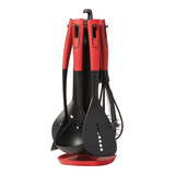 Ensemble d'ustensiles de cuisine assortis Starfrit avec têtes en nylon et porte-ustensiles pivotant, 6 pièces Front_Flat