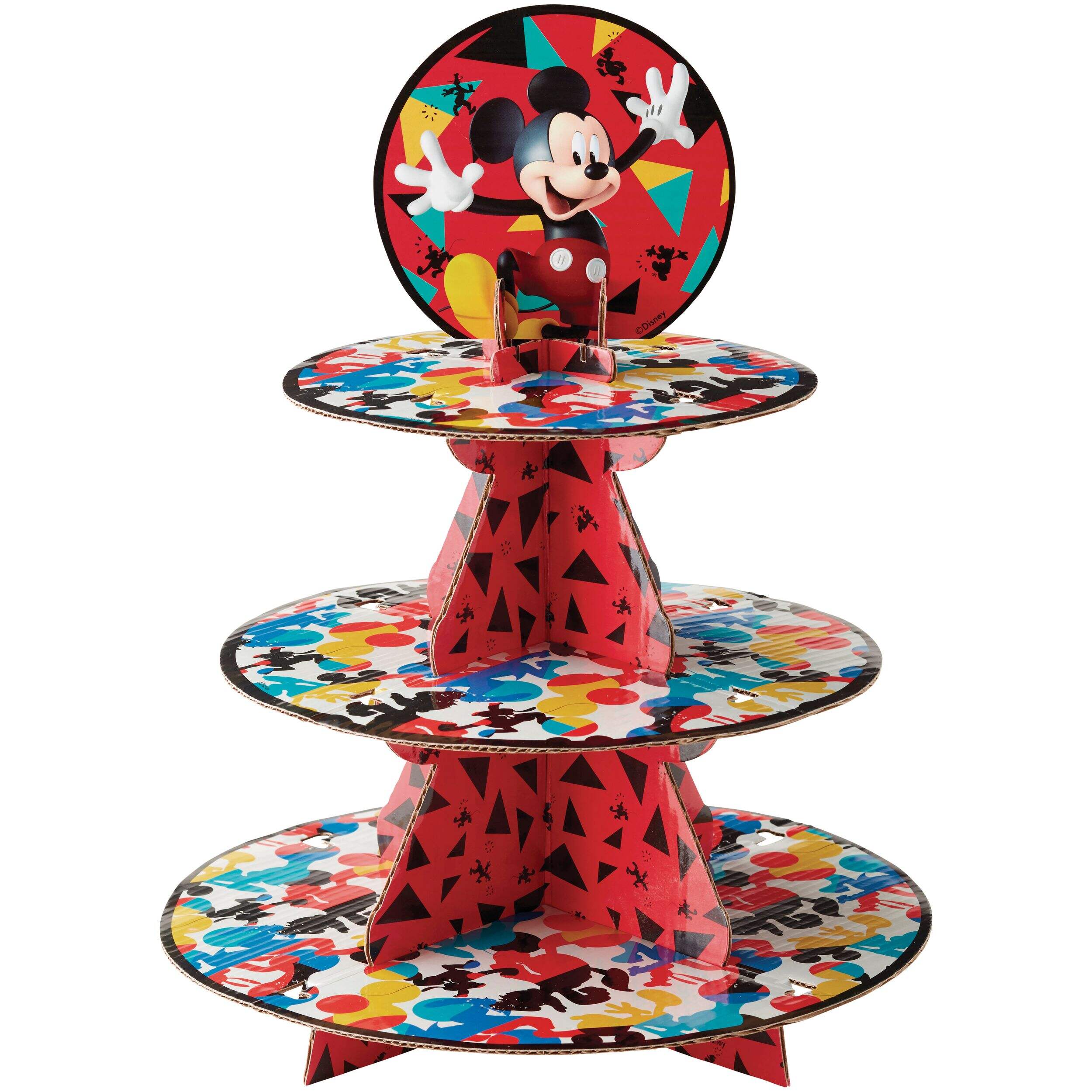 Disney Mickey Mouse Wilton 3-Tier Treat Stand, Red, 11.7x14-in, for Treat Display Birthday Party Front_Flat