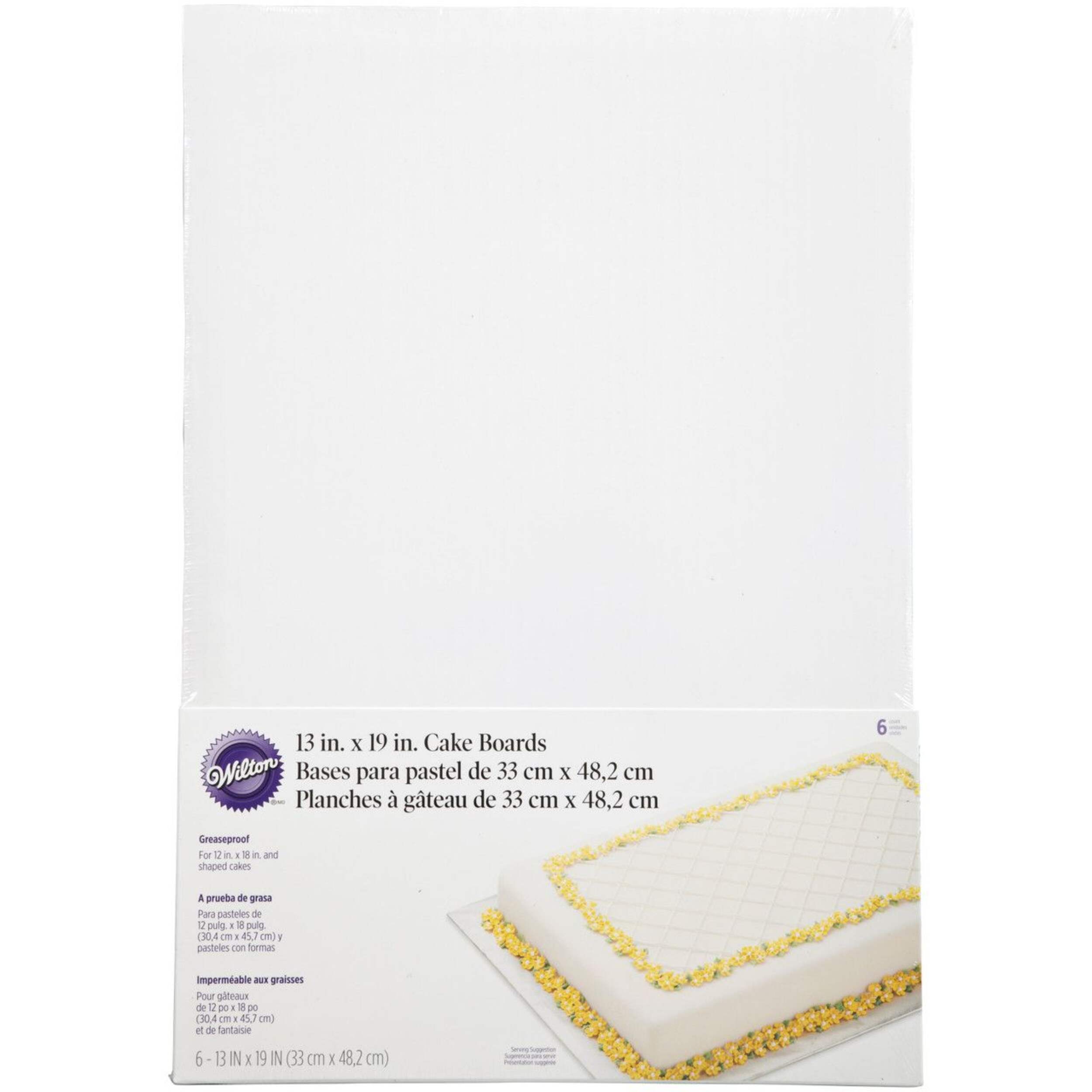 Wilton Rectangle Cake Boards, White, 13-in, 6-pk, for Birthday/Wedding/Anniversary/Baby Shower Front_Flat