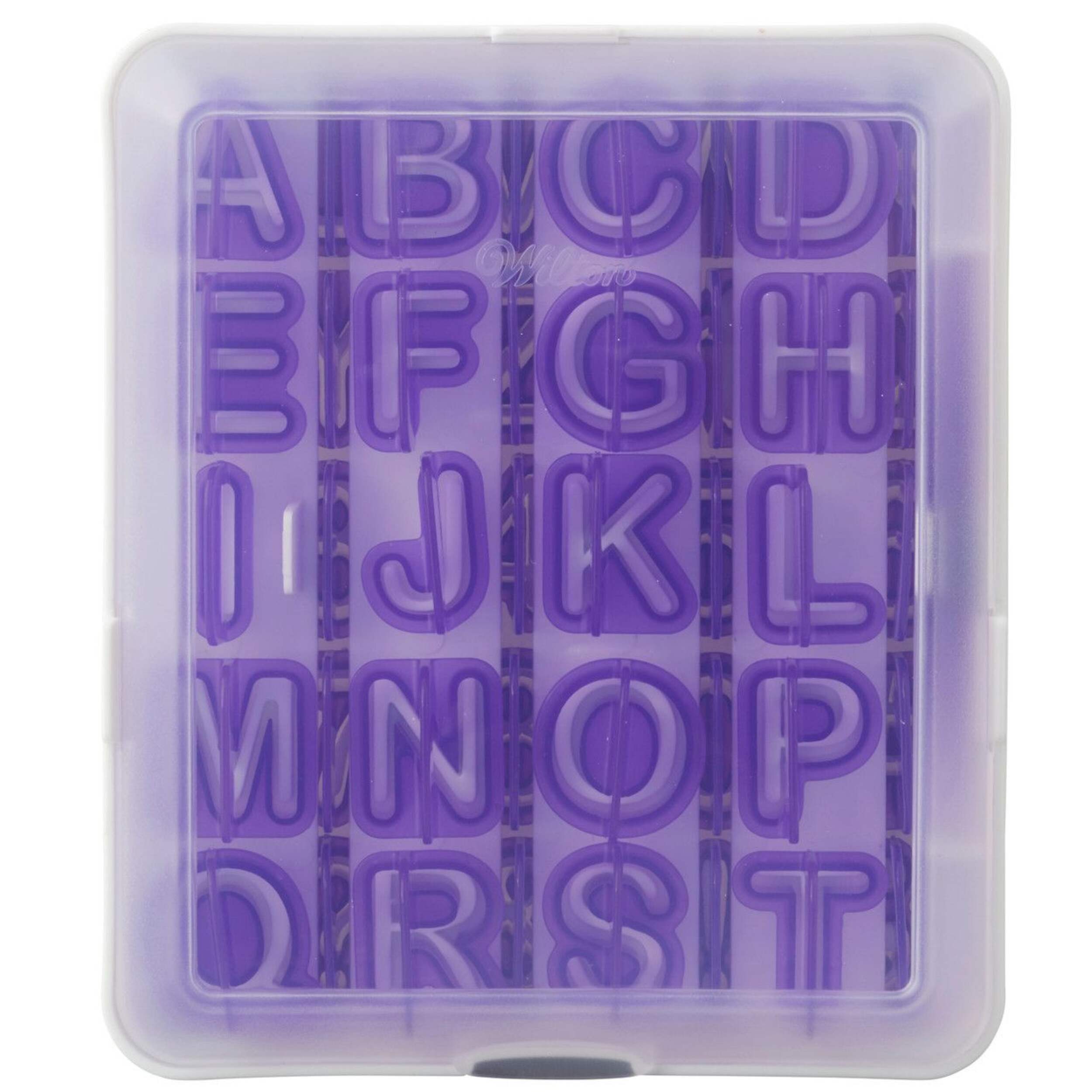Wilton Alphabet & Numbers Fondant Cutters Set, Purple, 42-pk, for Birthday Party Front_Flat