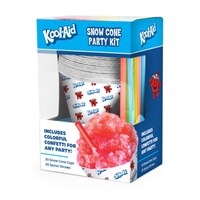 Nostalgia Kool-Aid Snow Cone Party Kit with Cups, Spoon Straws & Colourful Confetti Front_Three_Fourths_Angled_Left