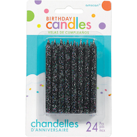 Glitter Wax Candles, Assorted Colours, 3.25-in, 24-pk, for Birthday Party