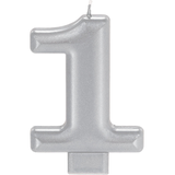 Bougie en cire métallisée chiffre 0-9, argent, 3,2 po, pour fête/anniversaire Front_Flat