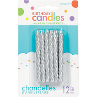 Silver Spiral Birthday Candles, 3.3-in, 12-pk Front_Flat