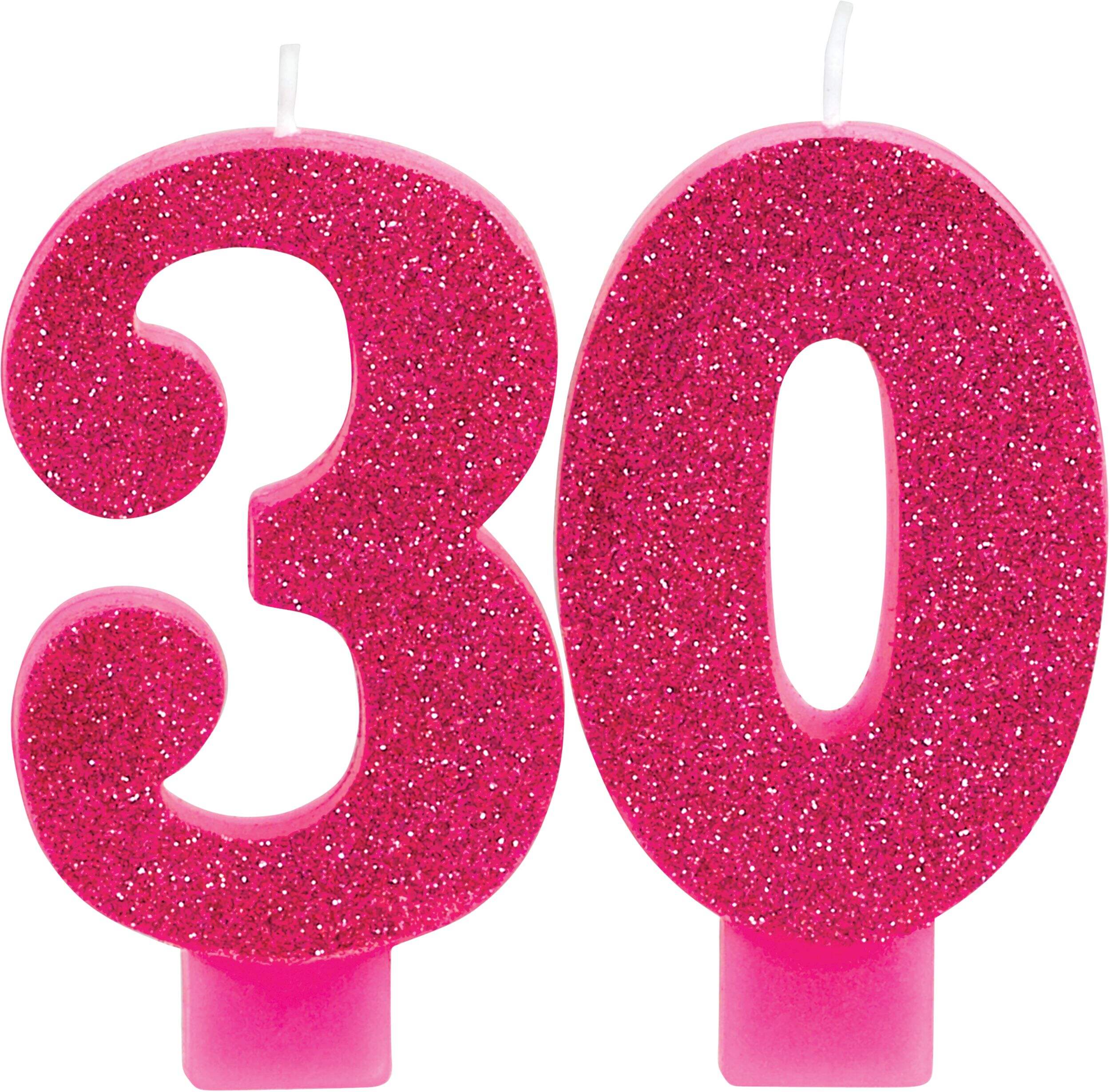 Glitter Number 30 Birthday Candles, 2-pc Front_Flat