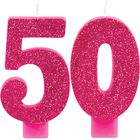 Glitter Number 50 Birthday Candles, 2-pk Front_Flat