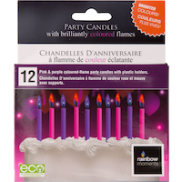 Colour Flame Wax Candles, Pink/Purple, 2.25-in, 12-pk, for Birthday Party