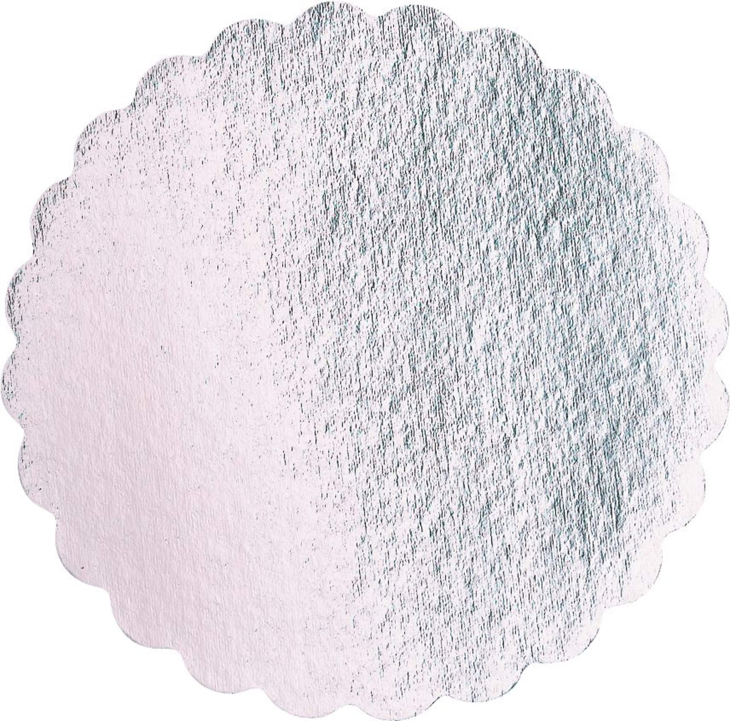 Round Scalloped Cake Board, Silver, 16-in, for Birthday/Wedding/Anniversary/Baby Shower Overhead_Flat