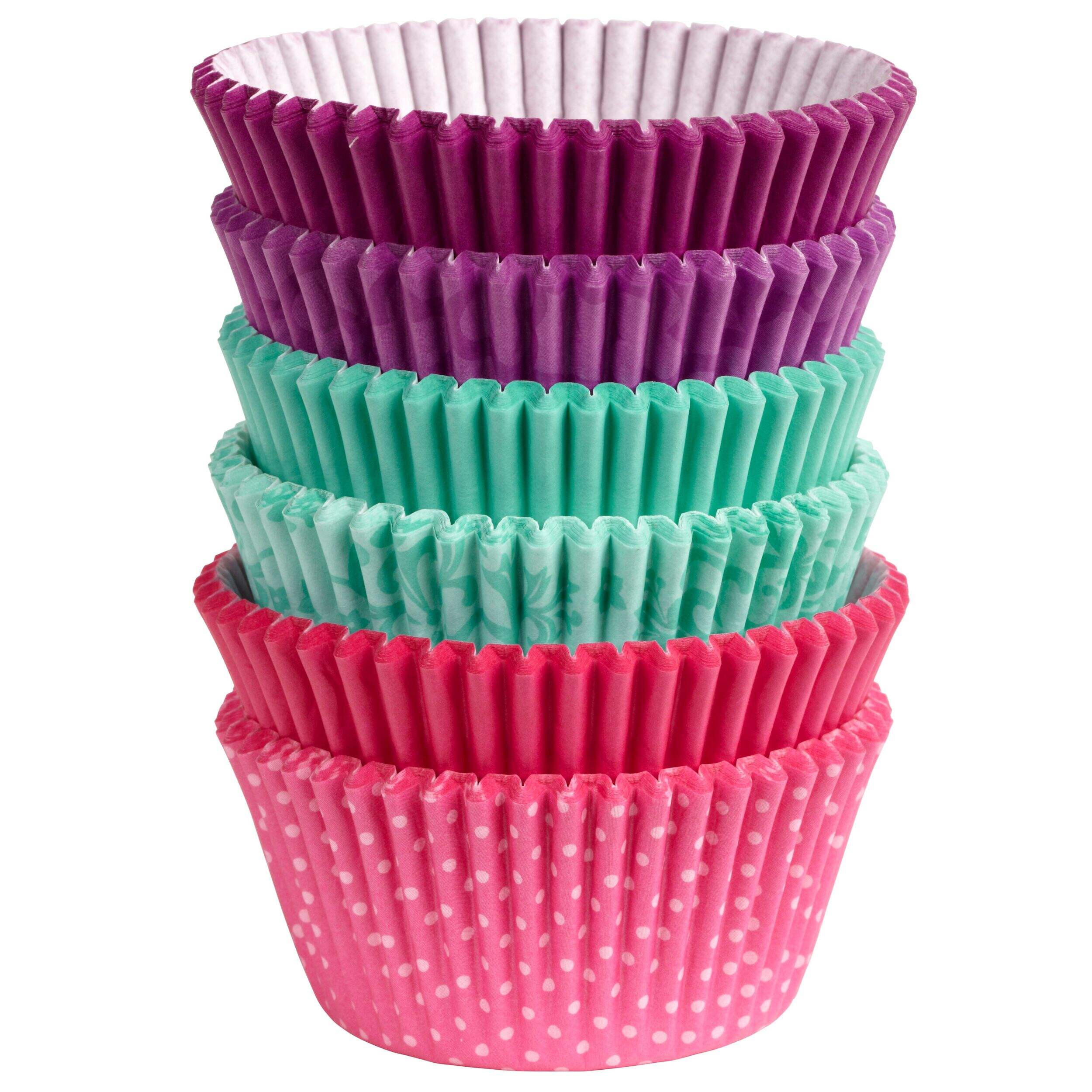 Wilton Standard Baking Cups, Pink/Turquoise/Purple, 150-pk Front_Elevated