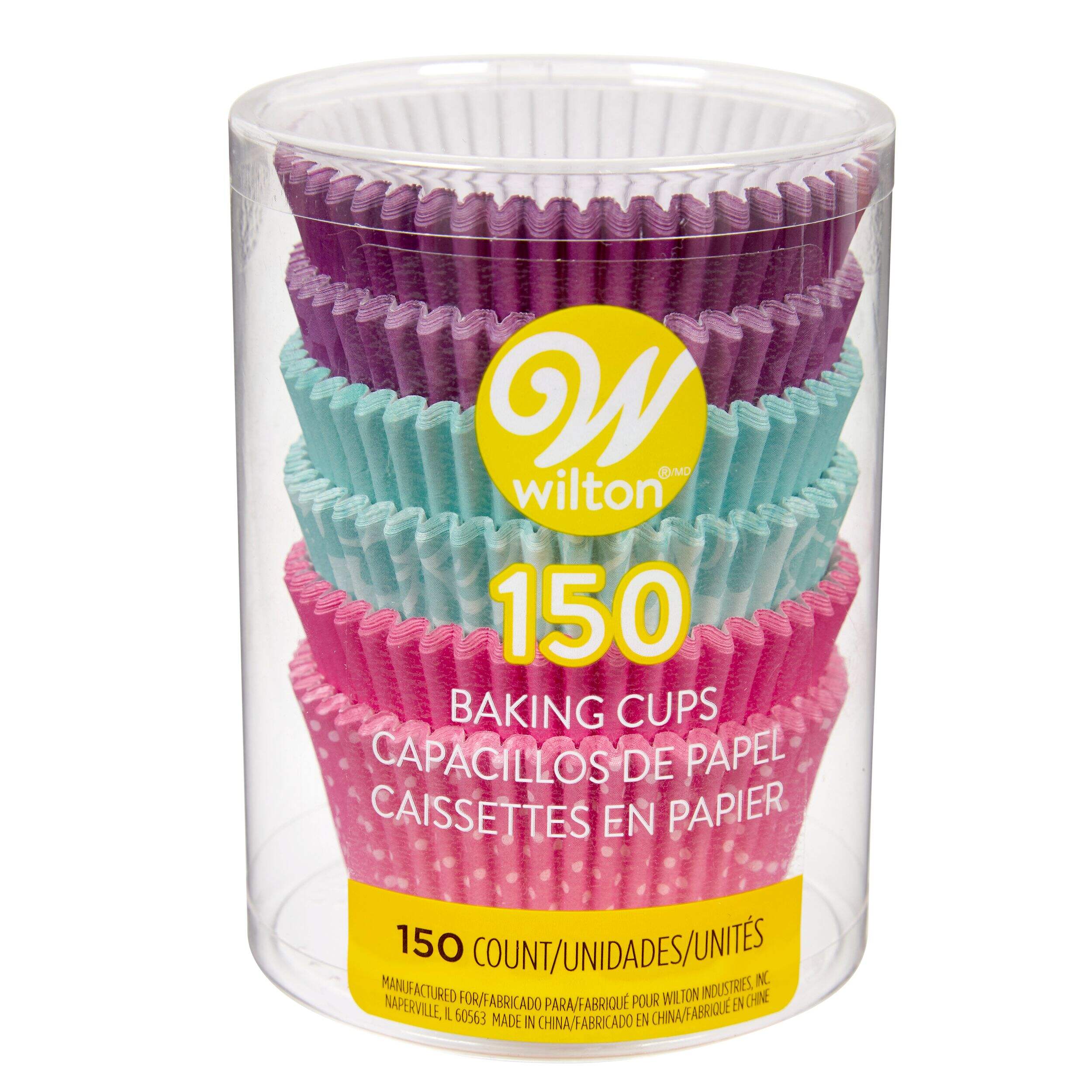 Wilton Standard Baking Cups, Pink/Turquoise/Purple, 150pk Party City