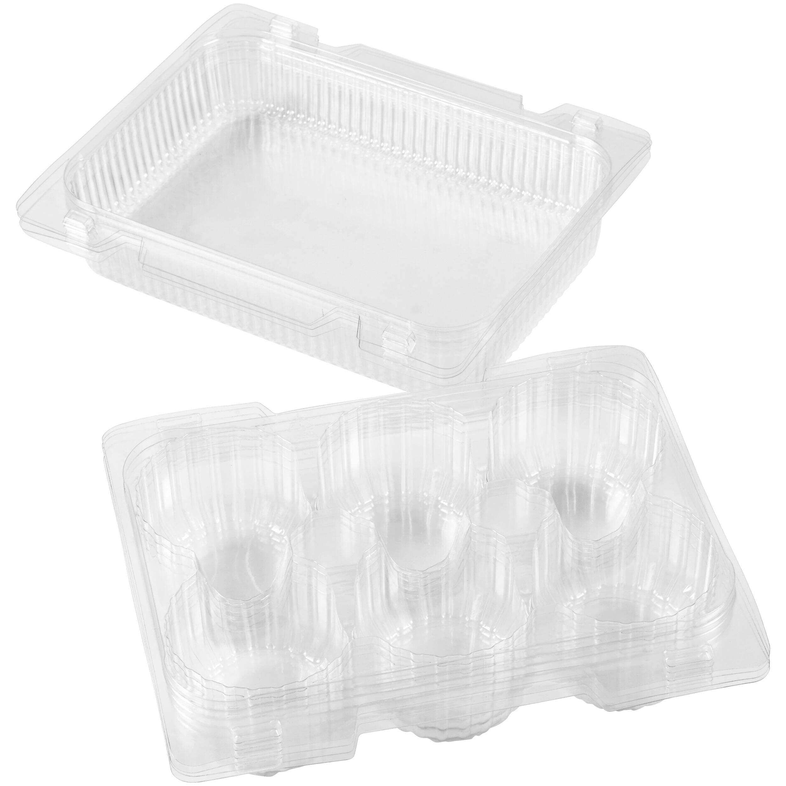 Wilton Rectangle Window 6-Cavity Cupcake Treat Party Boxes, Clear, 8-in, 4-pk, for Carrying Cake/Cupcakes/Cookies/Baked Goods Overhead_Plunge