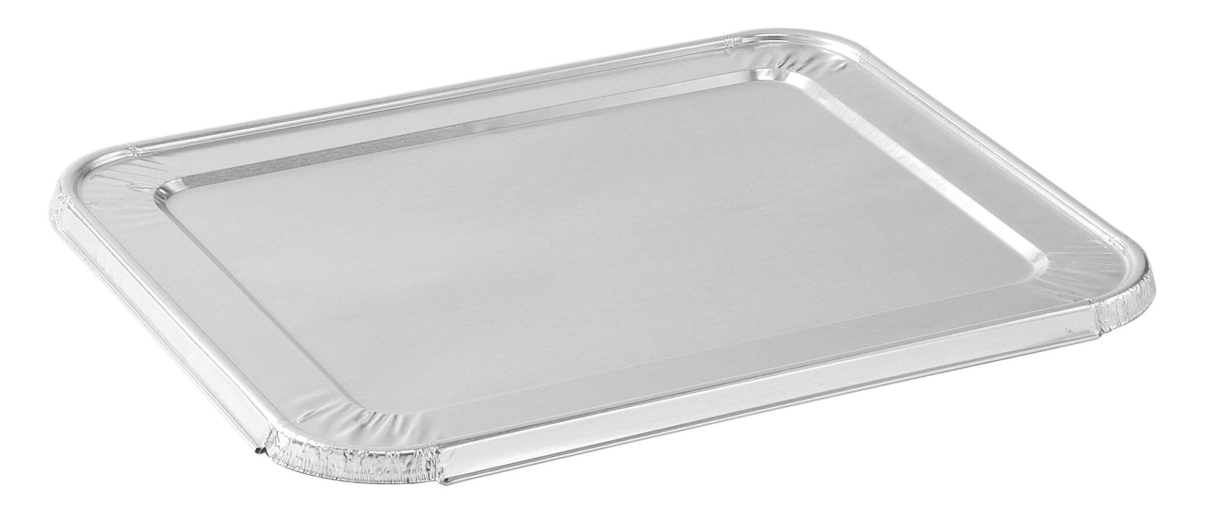 Rectangle Aluminum Foil Steam Half Lid, Silver, 13-in, for Baking/Cooking/Steaming Front_Angled_Left