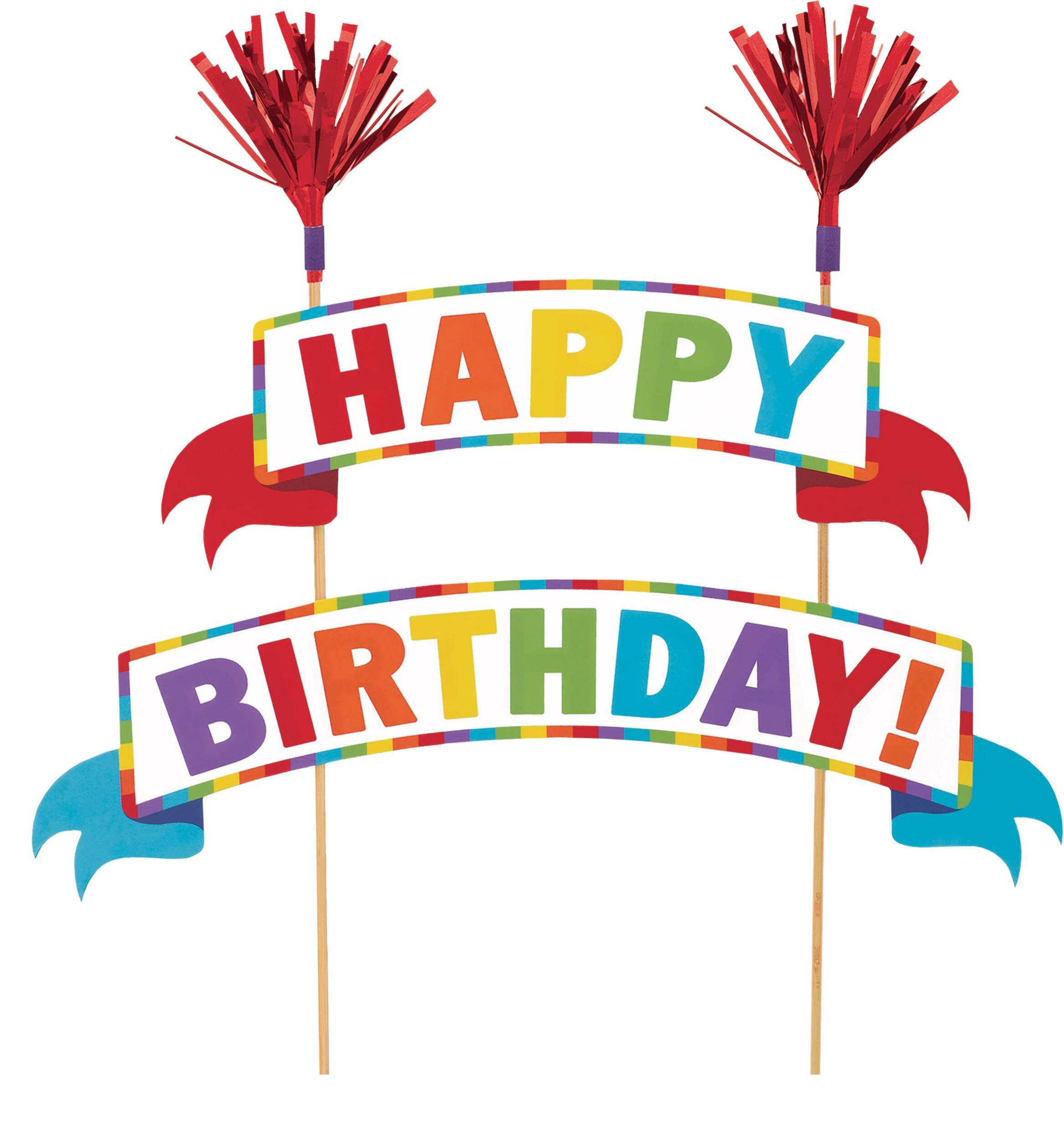 Multi-Colour Happy Birthday Banner Cake Topper Front_Flat