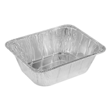 Foil Reusable Half Extra Deep Steam Baking Pan, Silver, 11-in, for Baking/Cooking/Steaming Front_Three_Fourths_Angled_Right