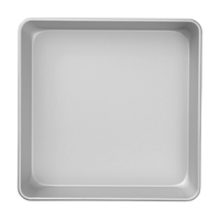 Wilton Square Aluminum Reusable Cake Pan, Silver, 10-in, for Baking Overhead_Flat