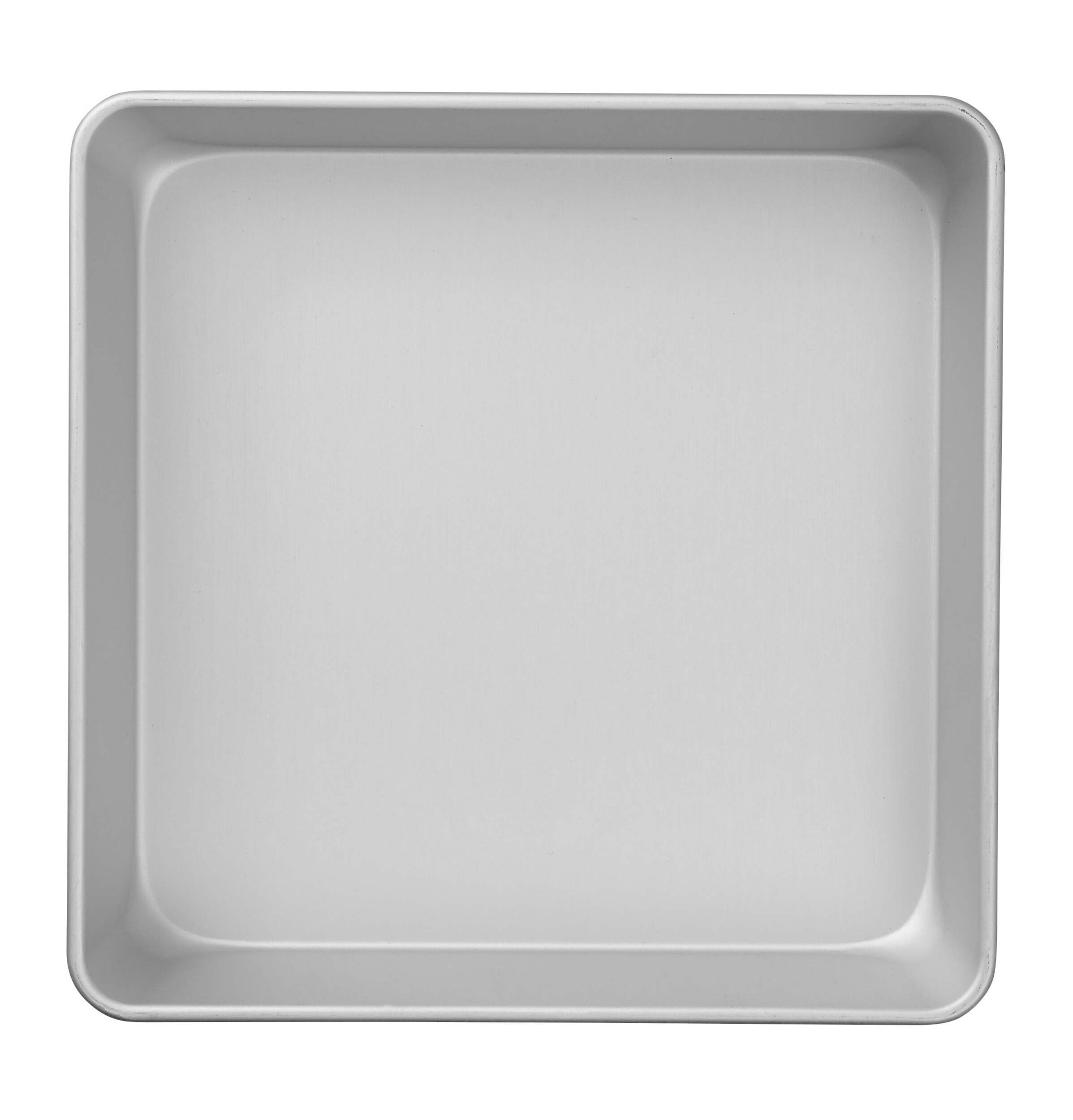 Wilton Square Aluminum Reusable Cake Pan, Silver, 10-in, for Baking Overhead_Flat