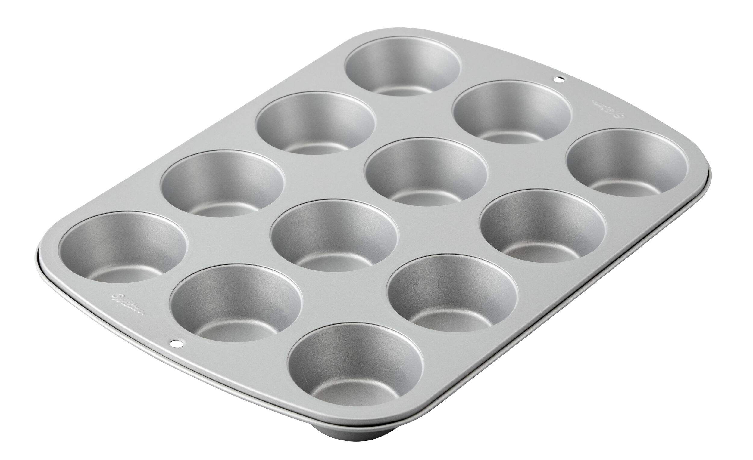 Moule à 12 muffins rectangulaire réutilisable en aluminium Wilton, argent, 14 po, pour cuisson Overhead_Plunge