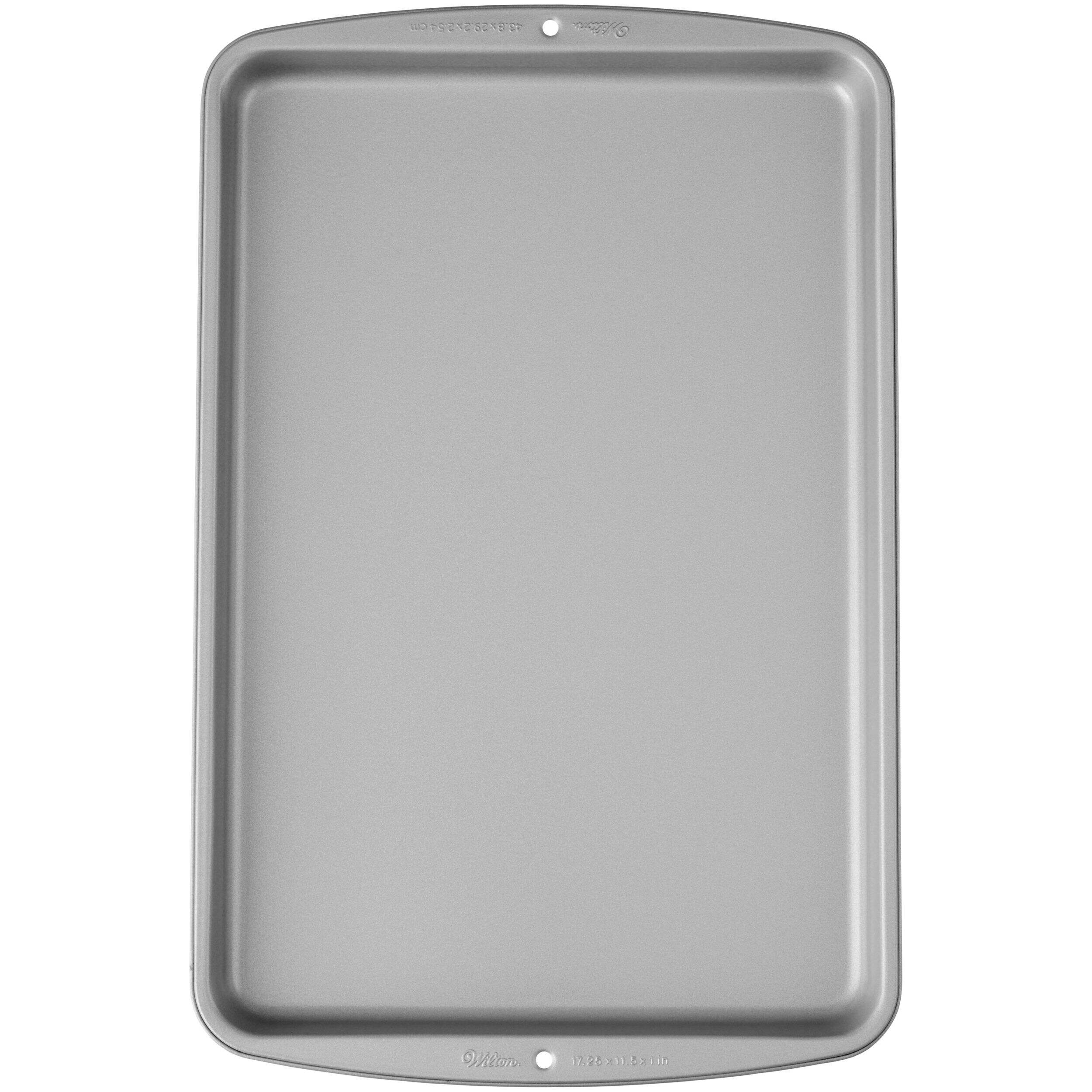 Wilton Rectangle Aluminum Reusable Large Cookie Sheet, Silver, 17-in, for Baking Overhead_Flat