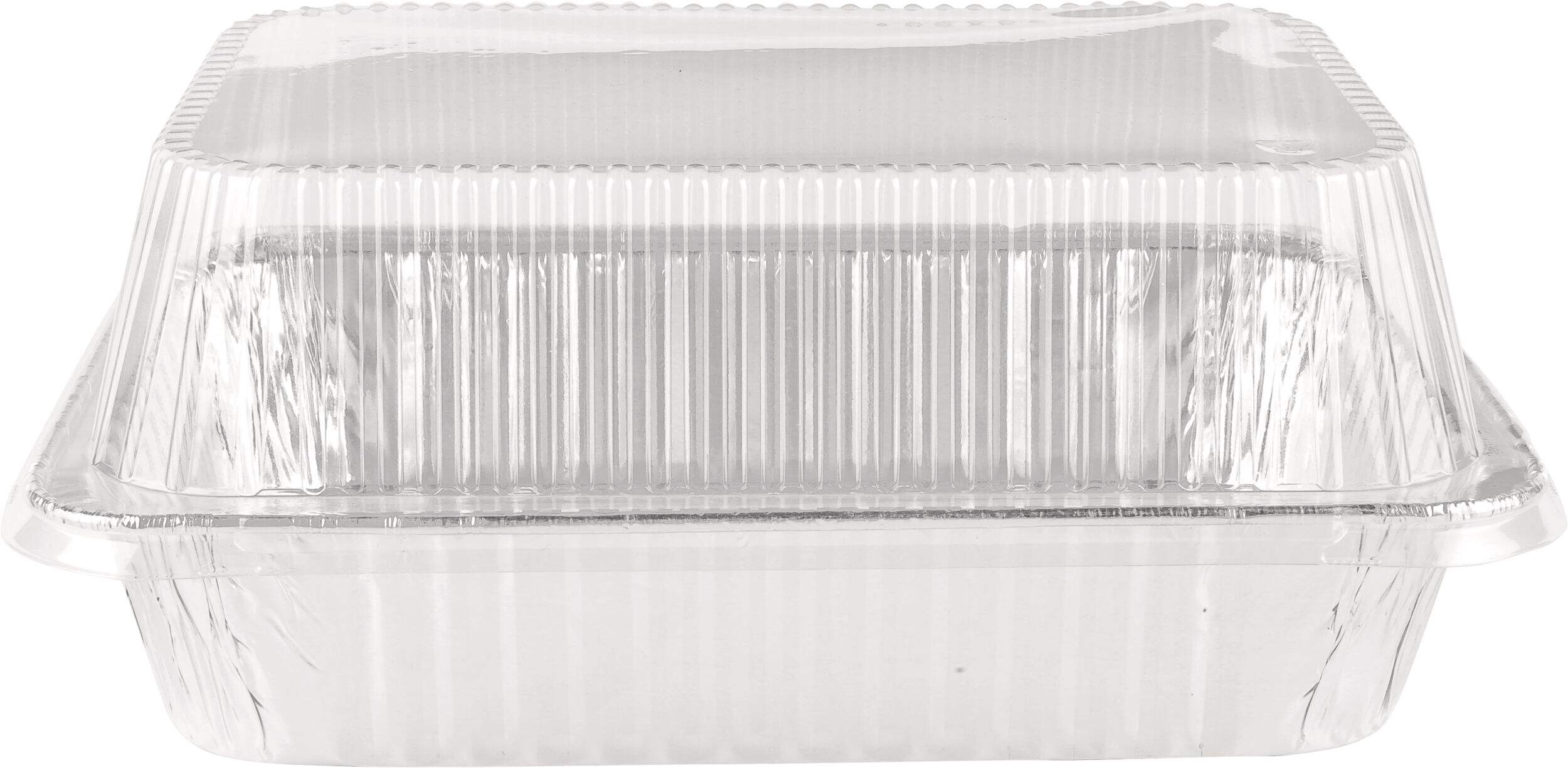 Poêle rectangulaire tout usage en aluminium, argent, 15 po, paq. 2, pour cuisson/cuisson à la vapeur Front_Elevated