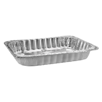 Rectangle Foil Reusable Steam Baking Pan, Silver, 17-in, for Baking/Cooking/Steaming Front_Angled_Left
