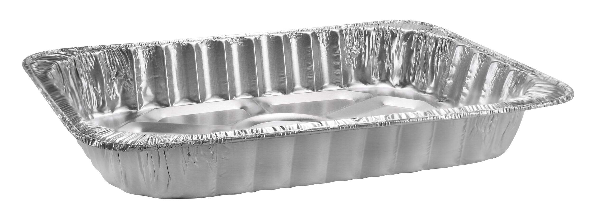Rectangle Foil Reusable Steam Baking Pan, Silver, 17-in, for Baking/Cooking/Steaming Front_Angled_Left