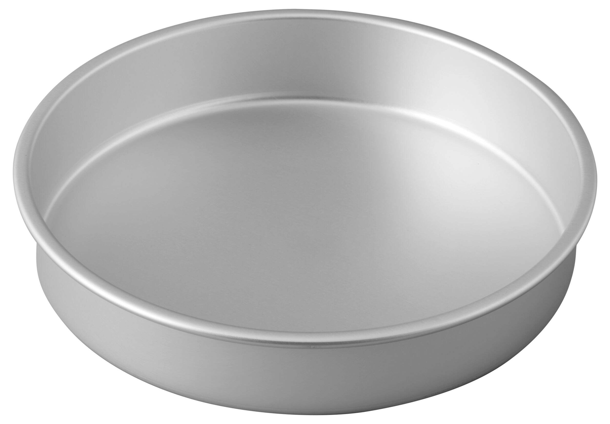 Wilton Round Aluminum Reusable Cake Pan, Silver, 10-in, for Baking Front_Elevated