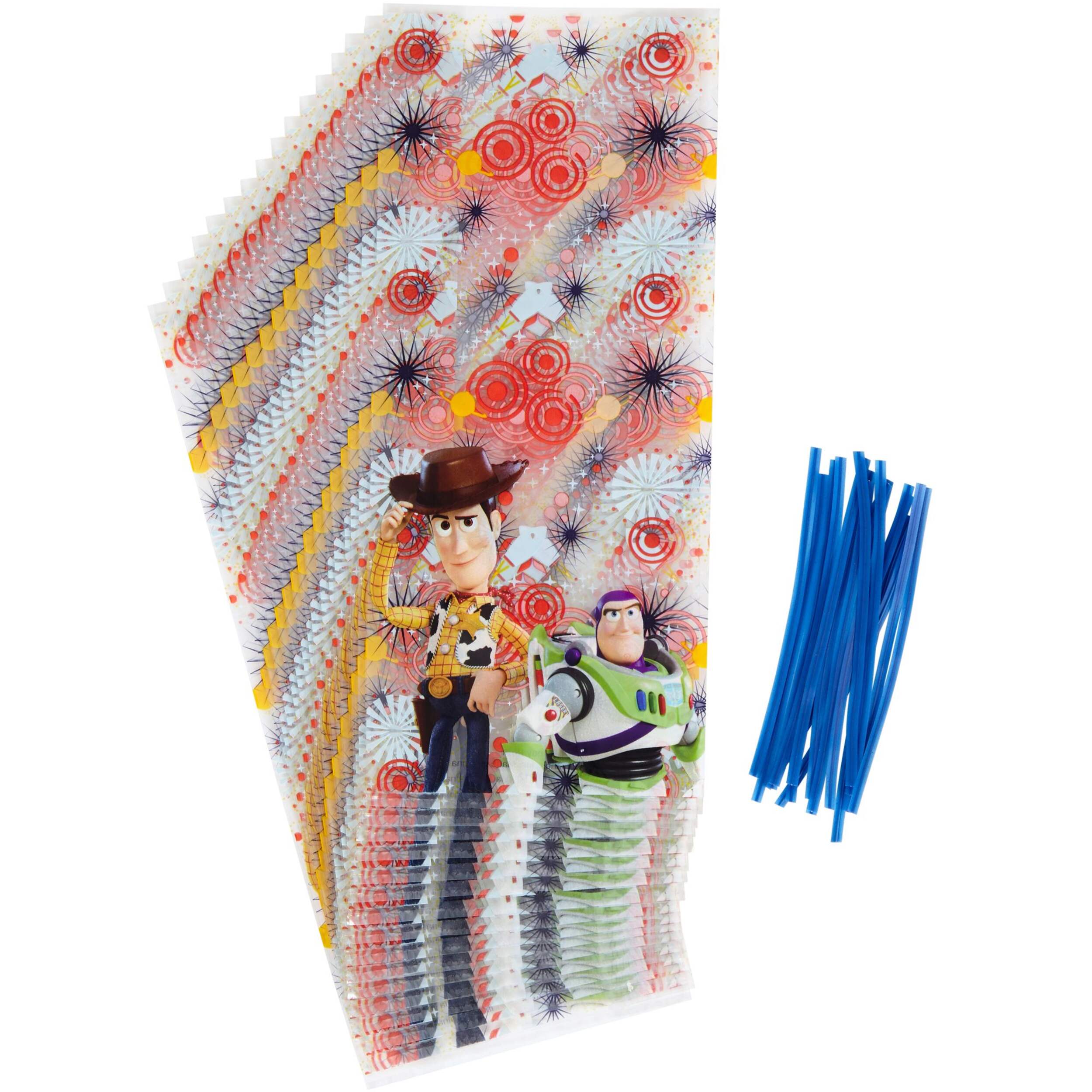Sacs de fête pour friandises en cellophane rectangulaires Wilton Disney Pixar Woody et Buzz Lightyear, rouge/vert, 10 po, paq. 16, pour fête d'anniversaire Composite_or_Mixed