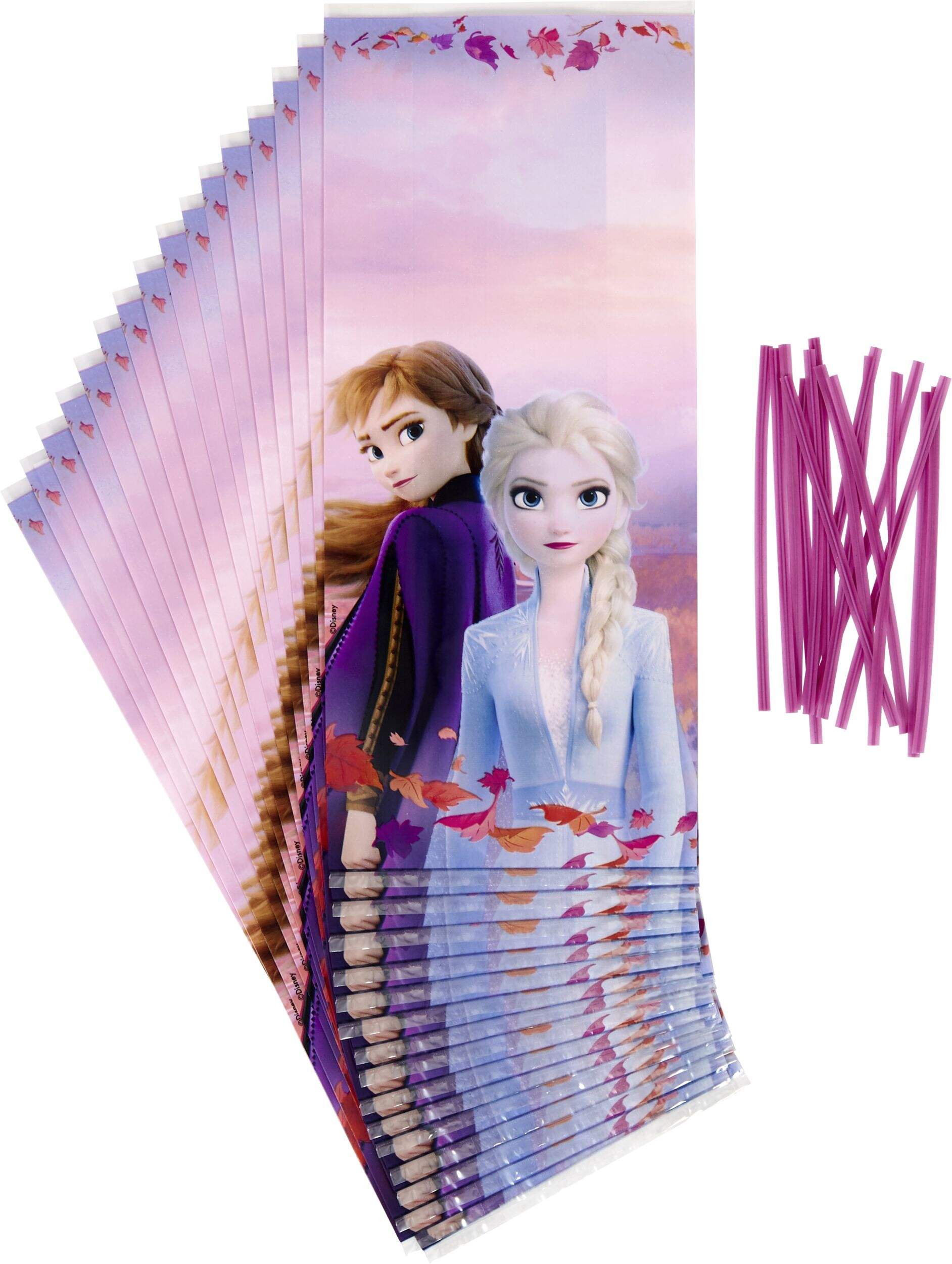 Sacs de fête pour friandises en papier rectangulaires Wilton Disney La Reine des neiges Elsa et Anna, mauve, 10 po, paq. 16, pour fête d'anniversaire Composite_or_Mixed
