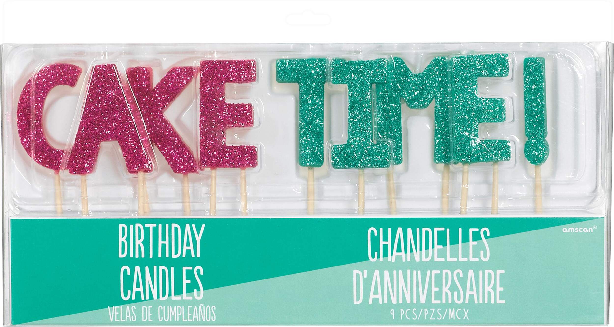 Bougies sur pique scintillantes jeune et fabuleux, paq. 9 Front_Flat