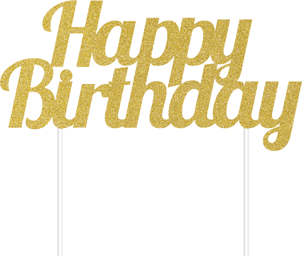 Artwrap Happy Birthday Glitter Cake Topper - Gold | BIG W