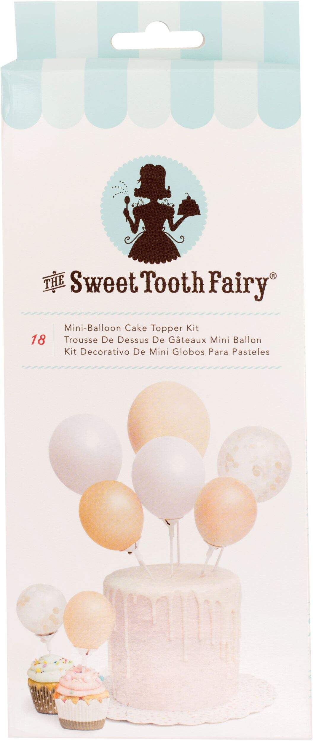 Sweet Tooth Fairy Air-Filled Gold Mini-Balloon Cake Topper Kit, 18-pc Front_Flat