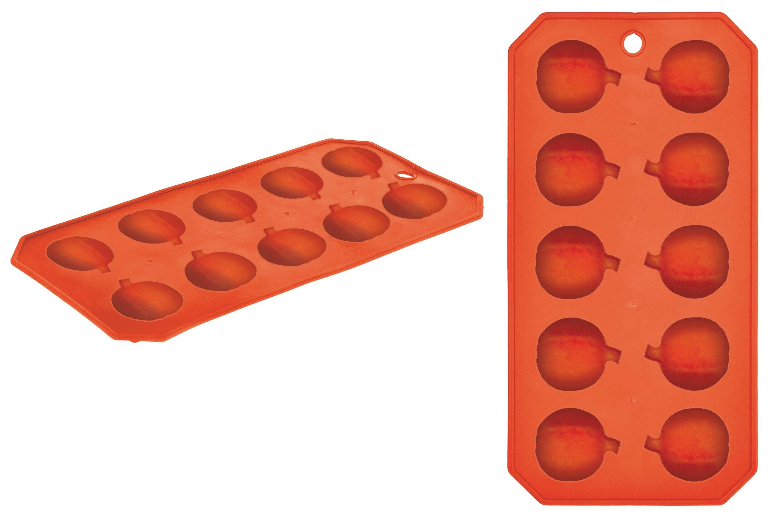 Pumpkin Reusable Plastic Ice Tray, Orange, 11-in, Table Decoration for Halloween Composite_or_Mixed
