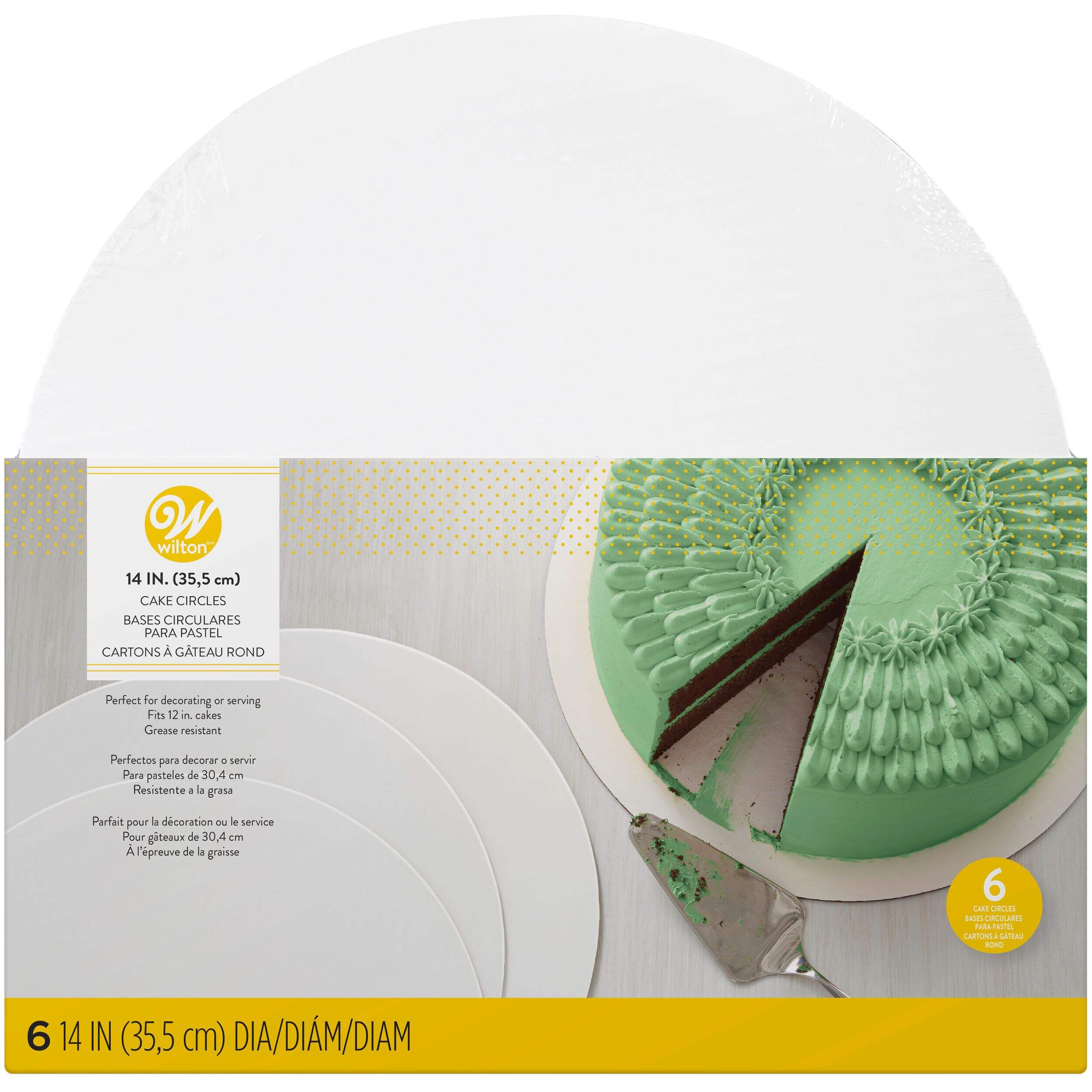Wilton Round White Cake Boards, 14-in, 6-pk Front_Flat