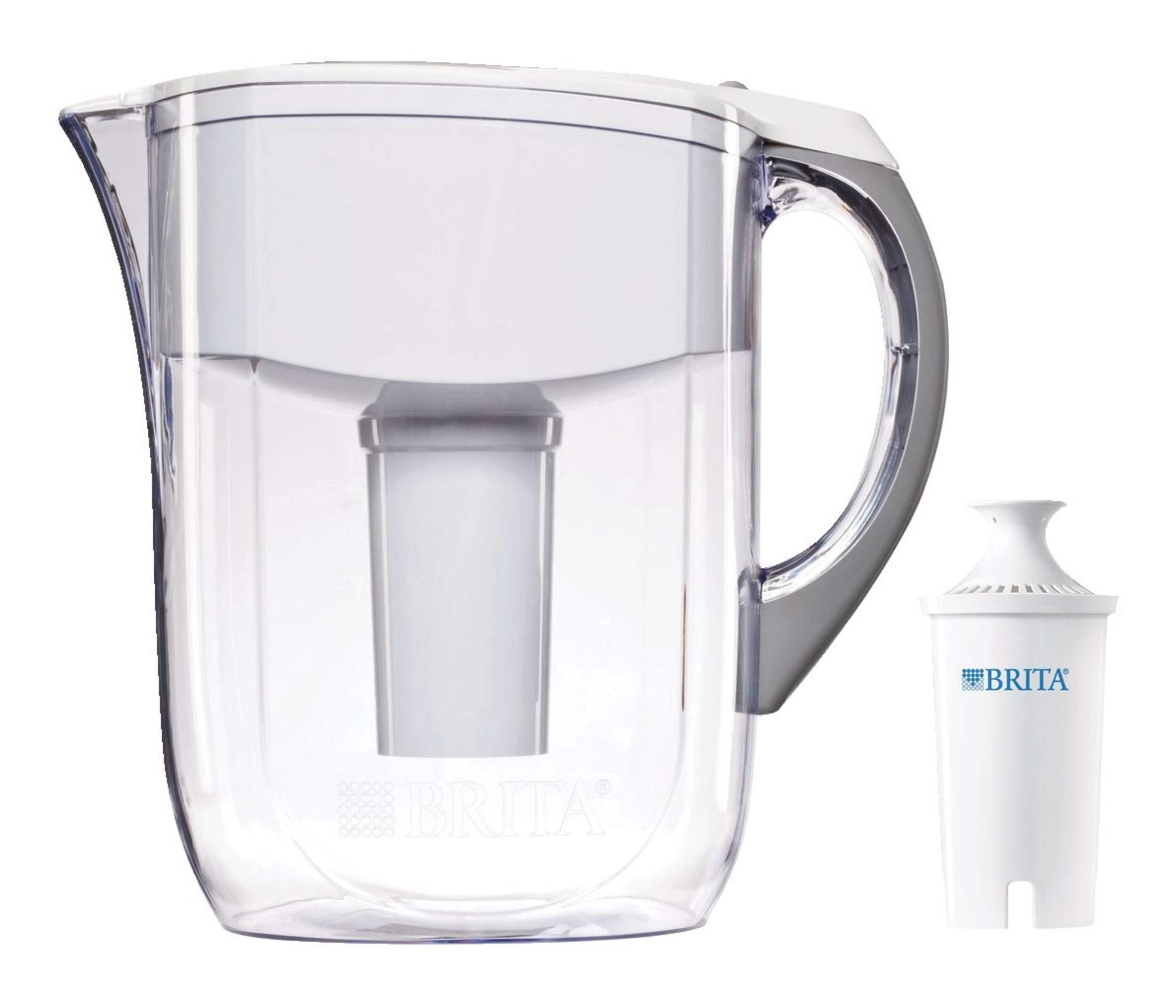 Brita® Grand Water Filter Pitcher with Standard Replacement Filter, BPA Free, 10 Cup, White Composite_or_Mixed