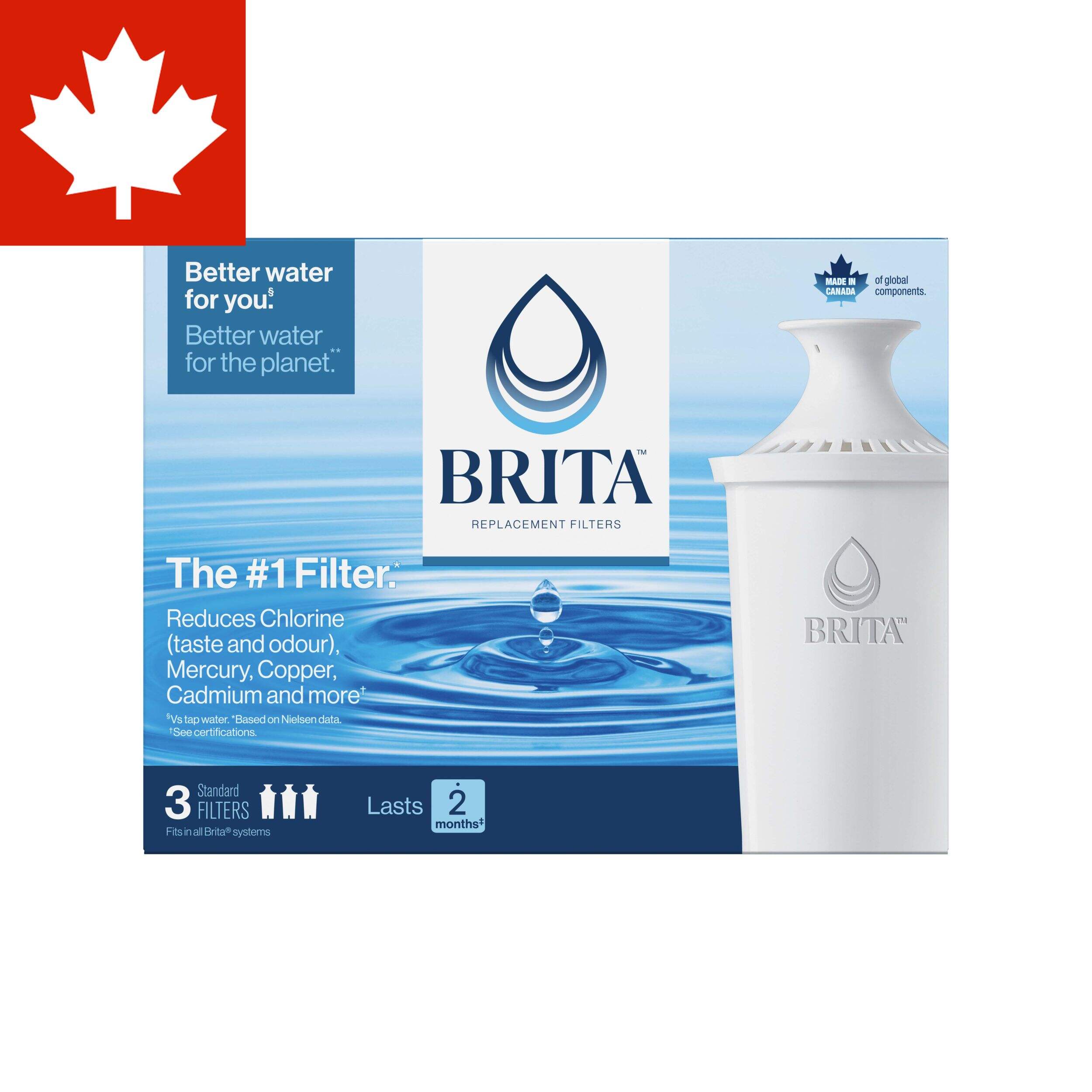 Brita® Water Pitcher Filter Replacement, BPA Free, 3-pk Front_Flat