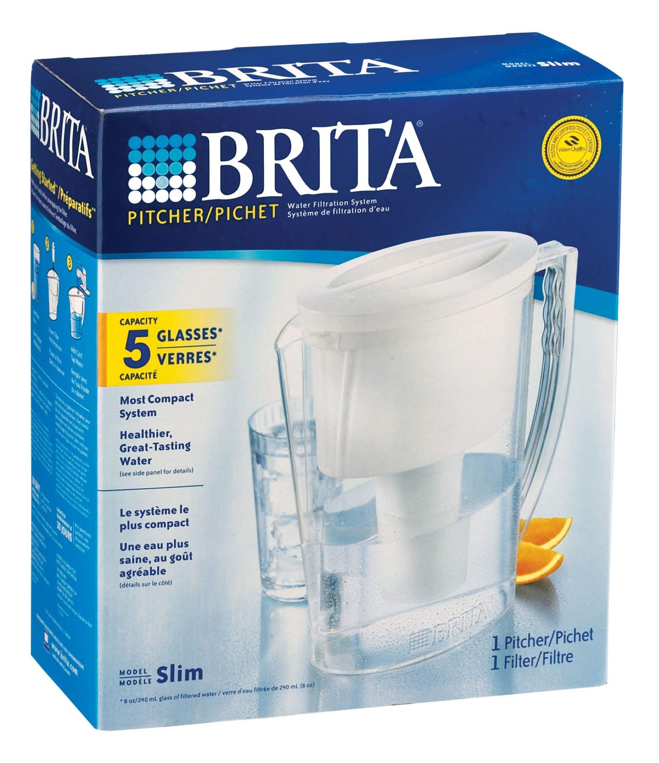 Brita Slim Pitcher, 5-Cup Front_Angled_Right