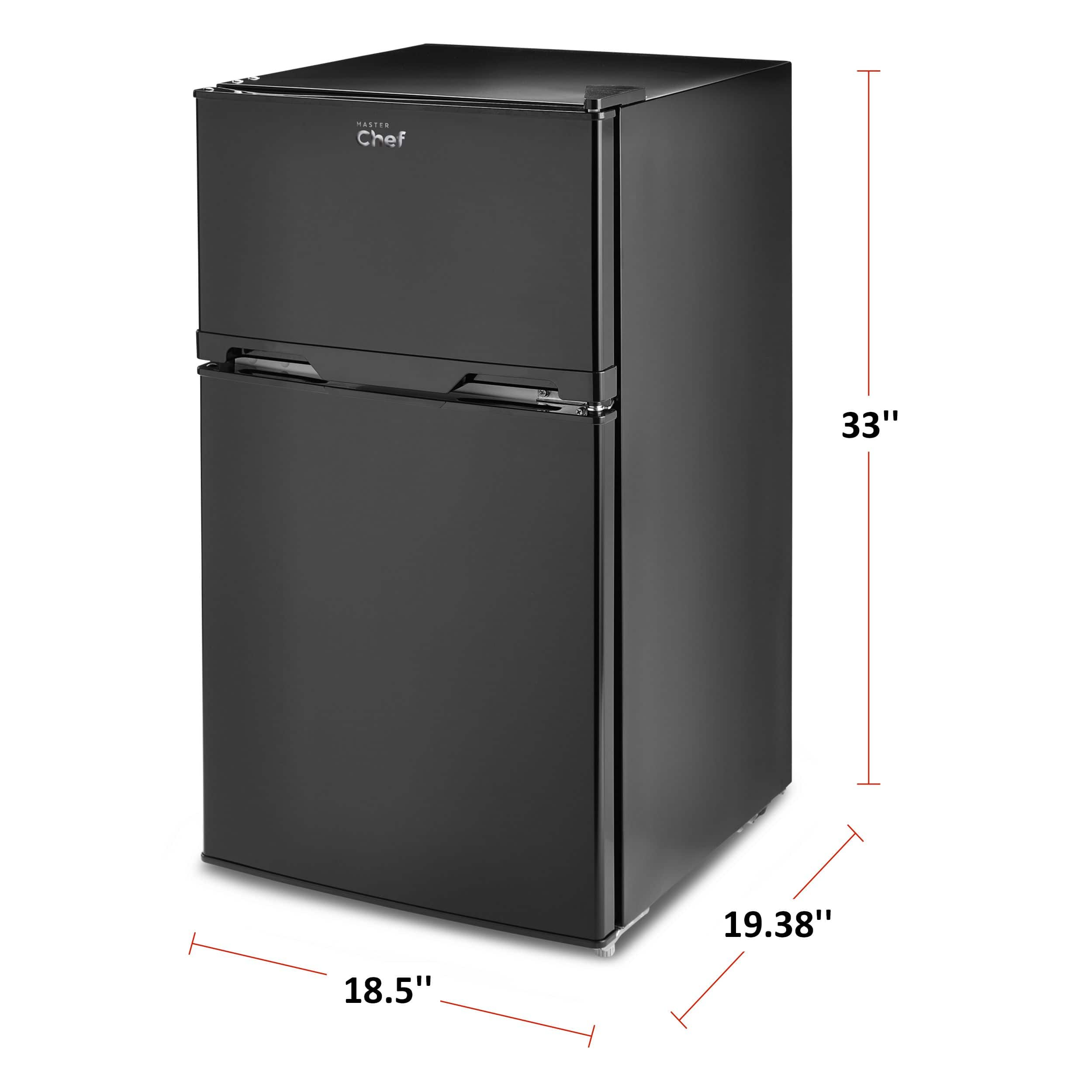 MASTER Chef Energy Star 2 Door Top Freezer Refrigerator with Reversible Door for Dorms Bedroom 3.1 cu.ft. Black