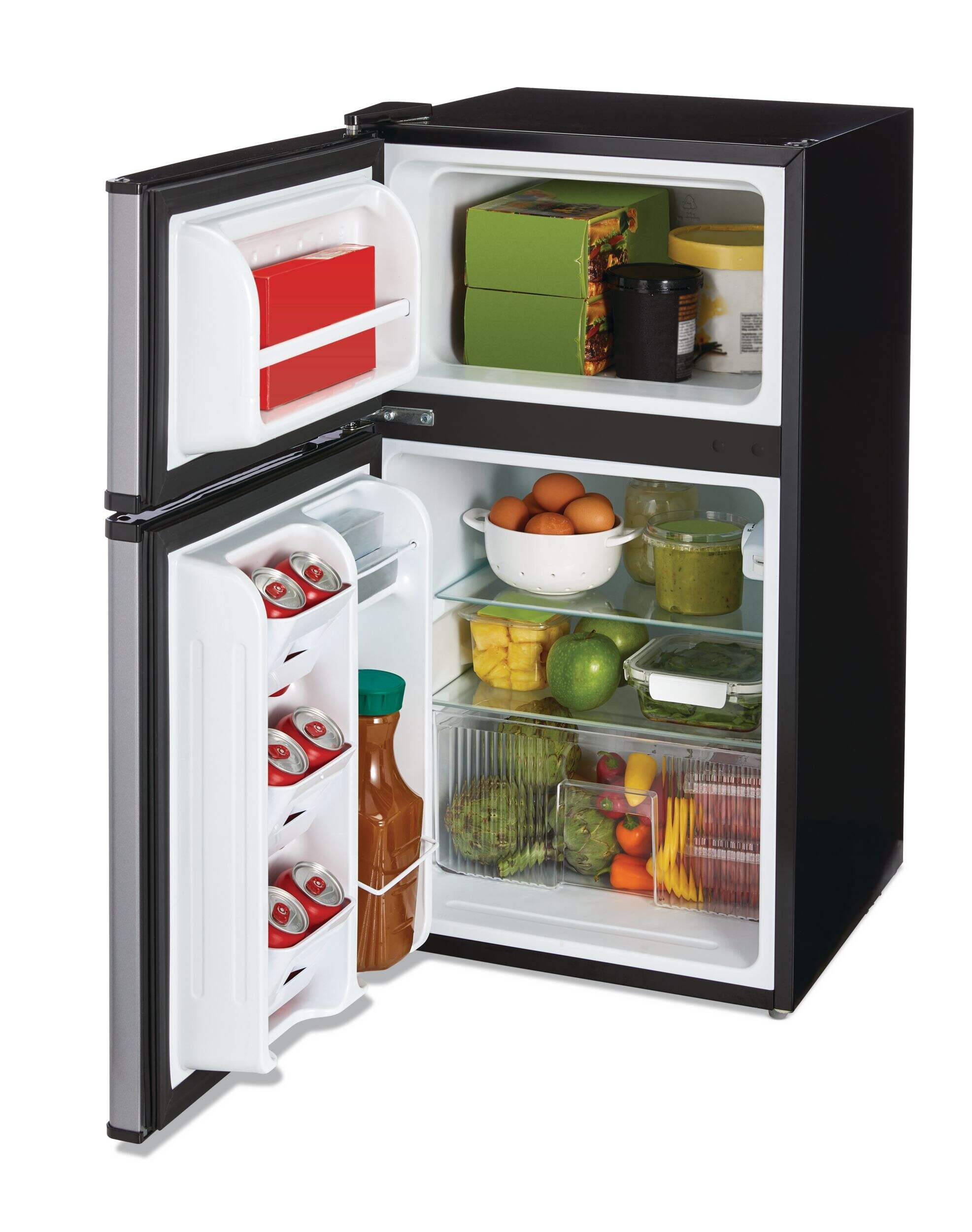 Vida by PADERNO 2-Door Stainless Steel Look Fridge, 3.1 Cu-Ft Front_Angled_Left