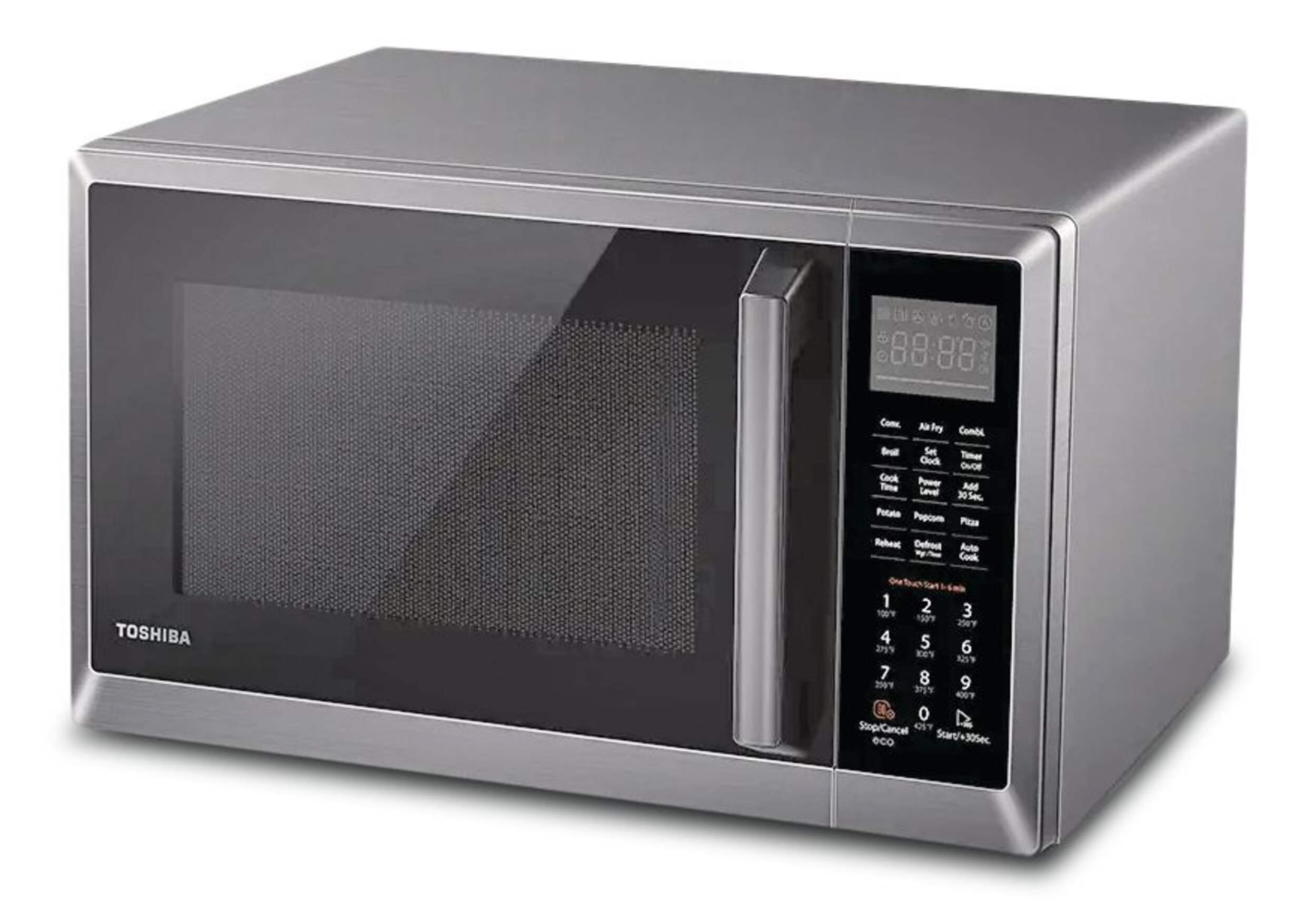 Toshiba Countertop Microwave, Stainless Steel Air Fryer, 1500 W, 1.0-cu-ft Front_Angled_Left