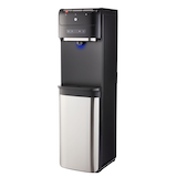 Vida by PADERNO Bottom Load Water Cooler with Self Clean UV-LED Light, Black/Stainless Steel Front_Three_Fourths_Angled_Left