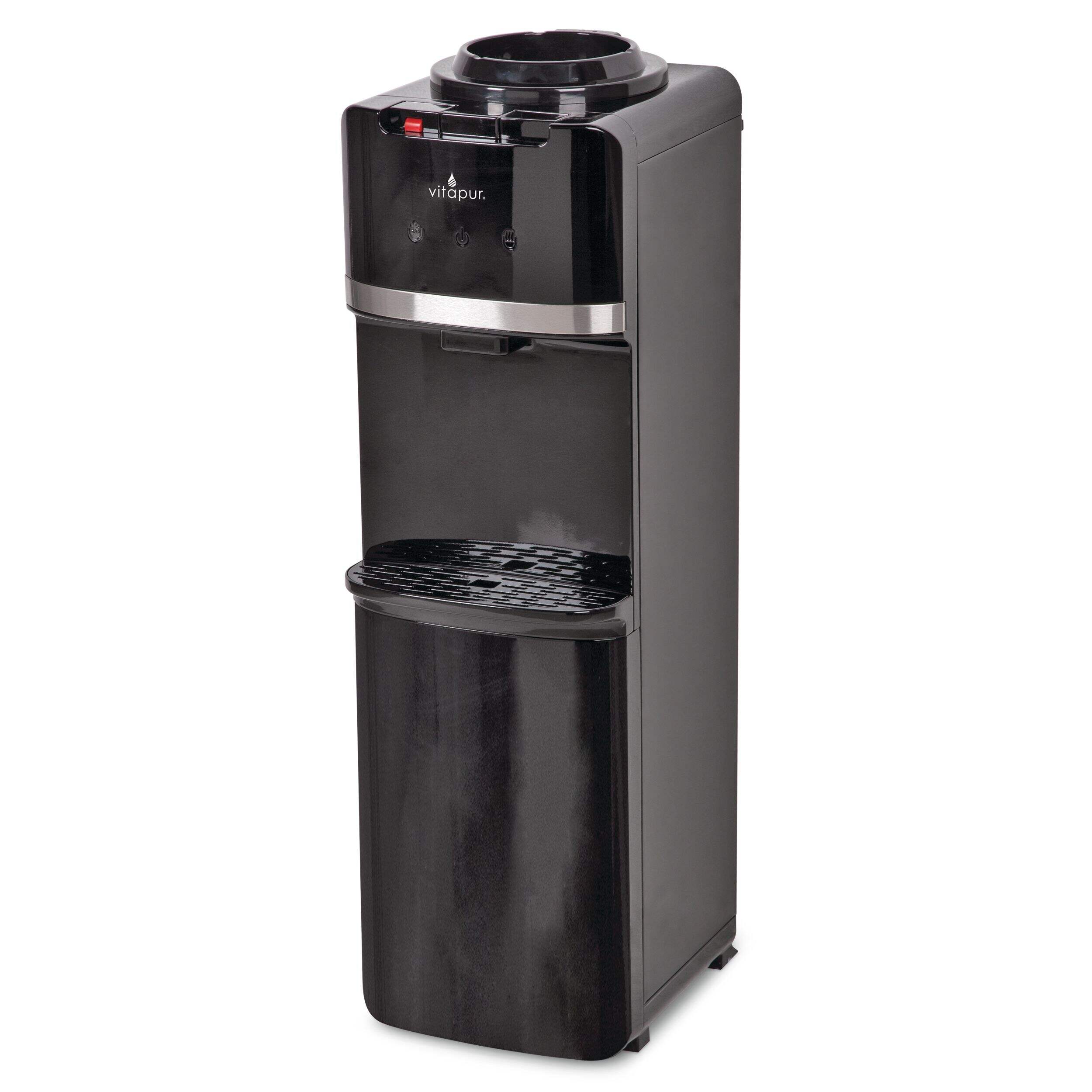 MASTER Chef Top Load Stainless Steel Water Cooler/Dispenser, 2 Temperatures, Black Front_Angled_Left