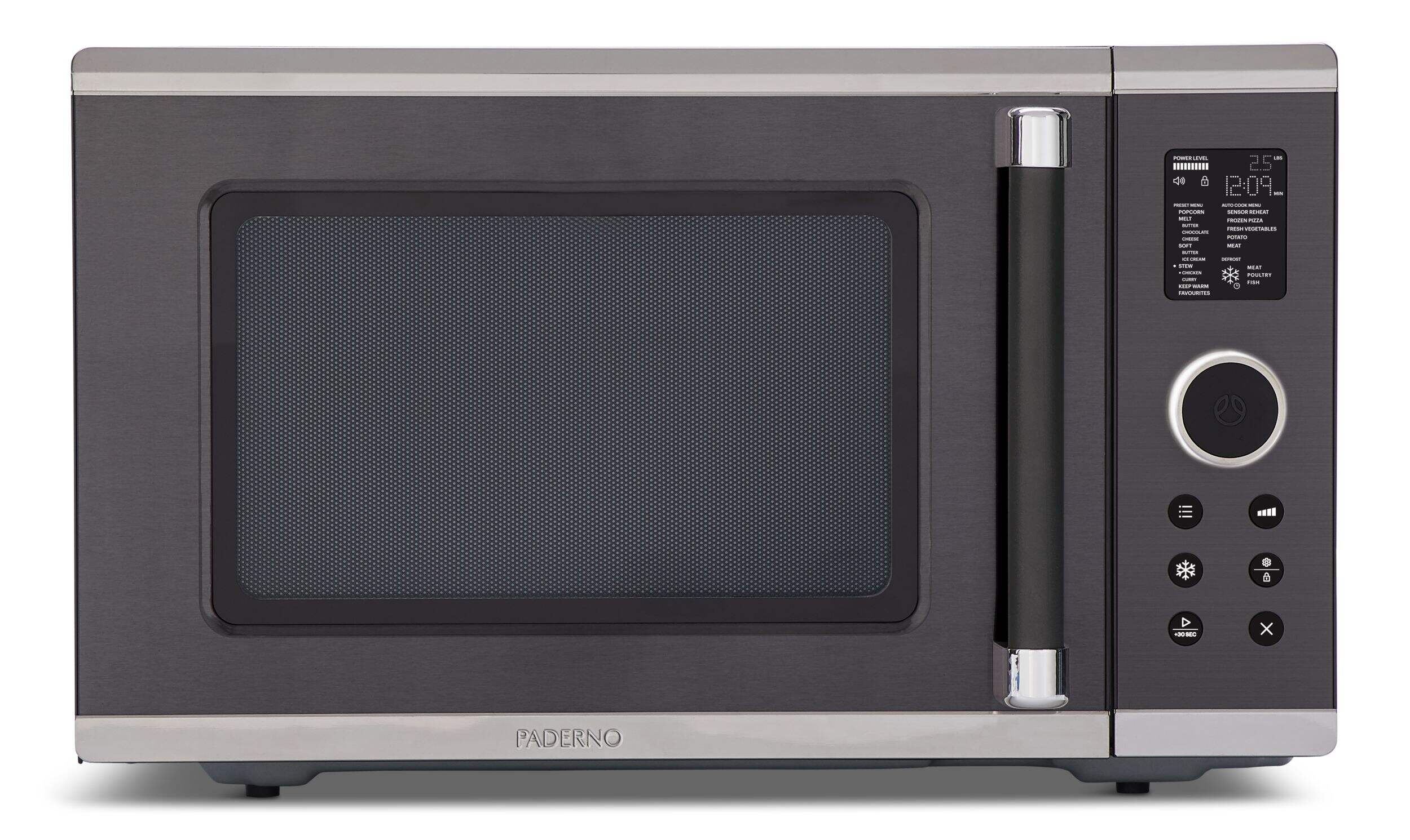 Paderno Countertop Microwave, 1200 W, Brushed Black, 1.3-cu-ft Front_Elevated