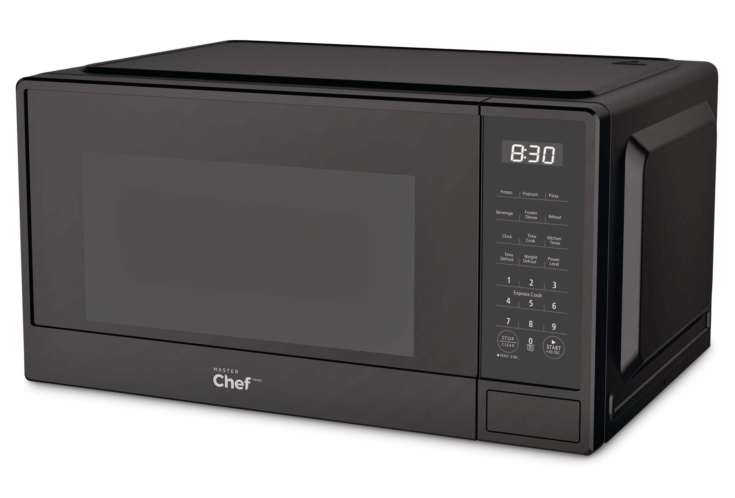 MasterChef Matte Microwave, Black, 1.1-cu-ft Front_Three_Fourths_Angled_Left